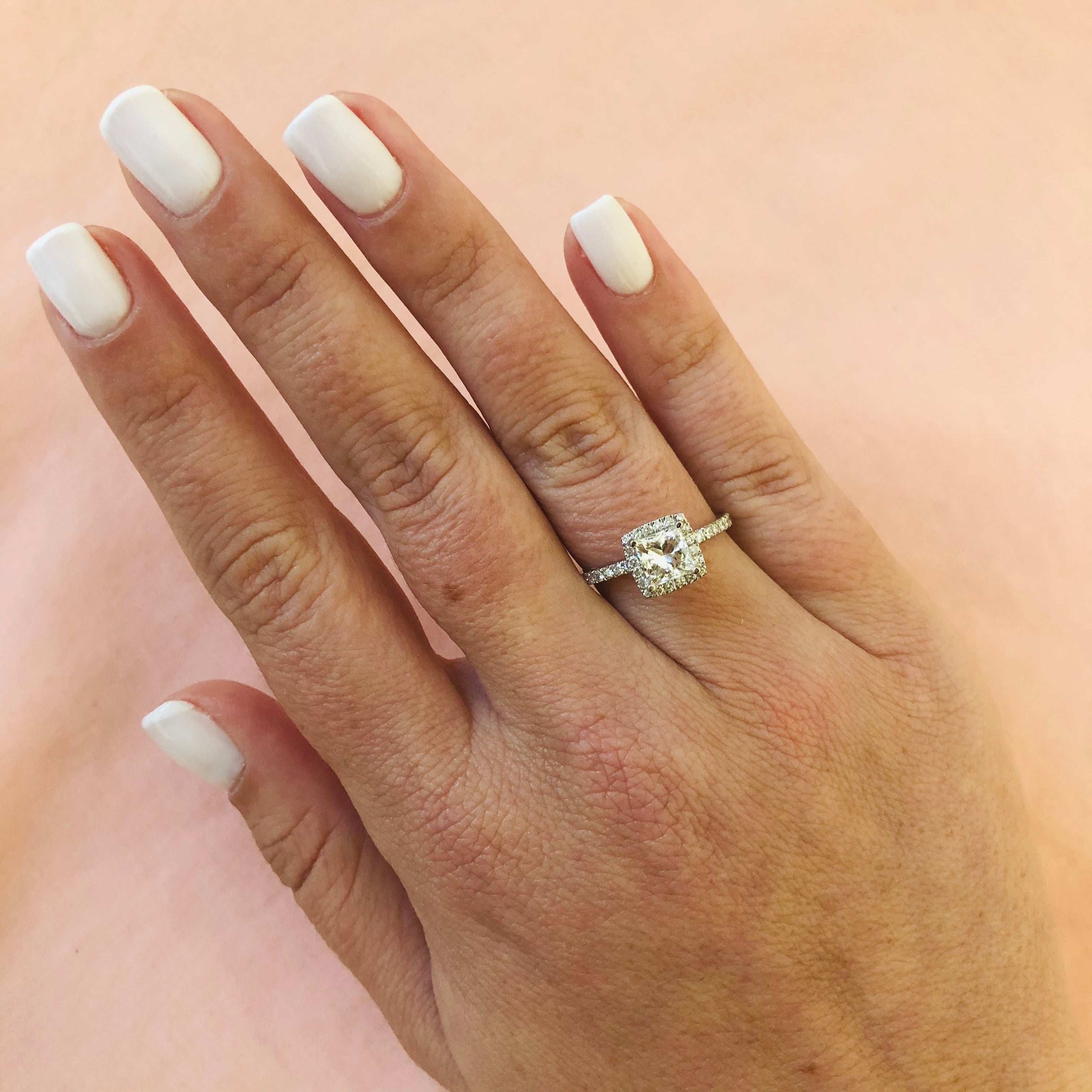 Accent Diamonds Natural Princess  Diamond Engagement Ring
