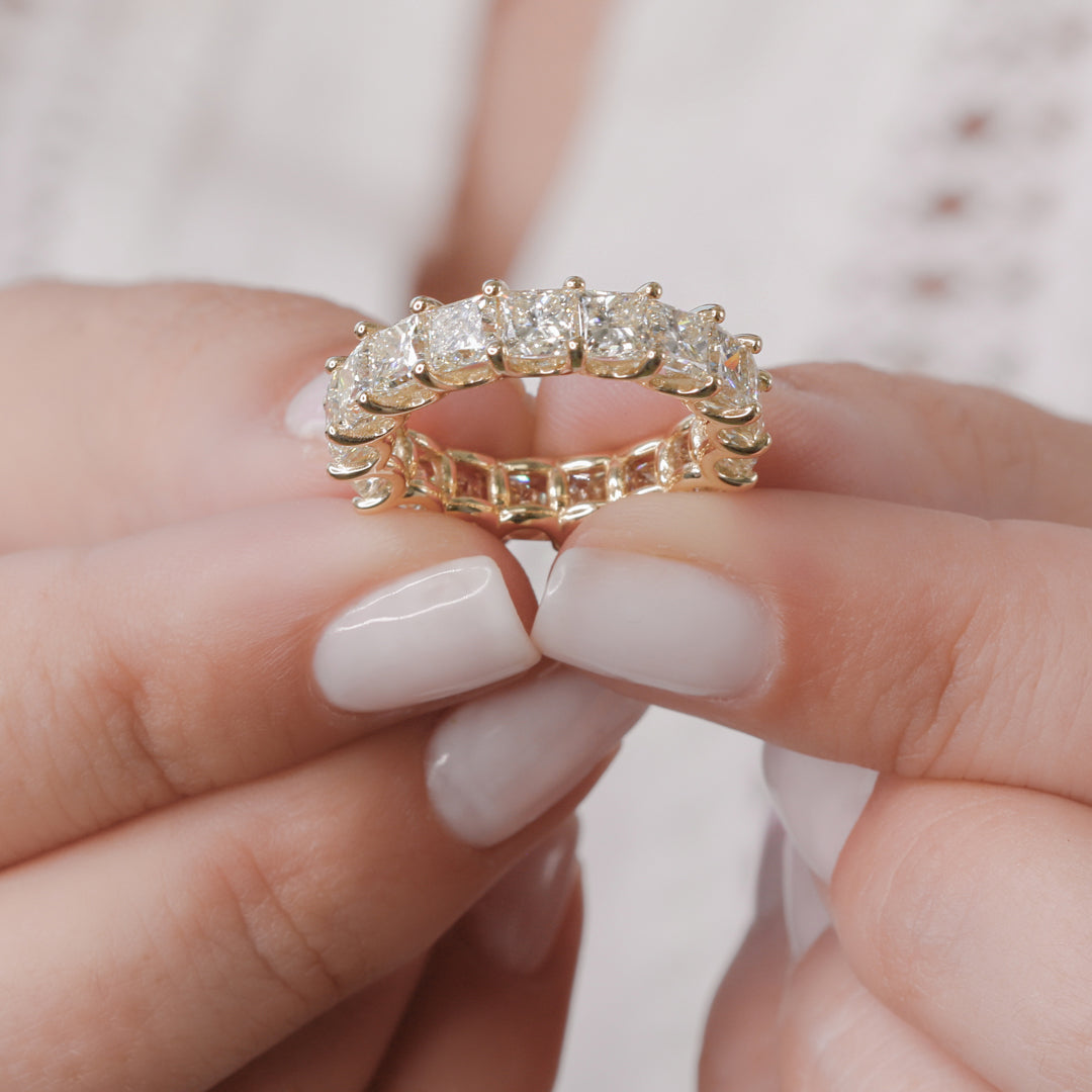 8 Carat Natural Princess Cut Diamond Eternity Wedding Band