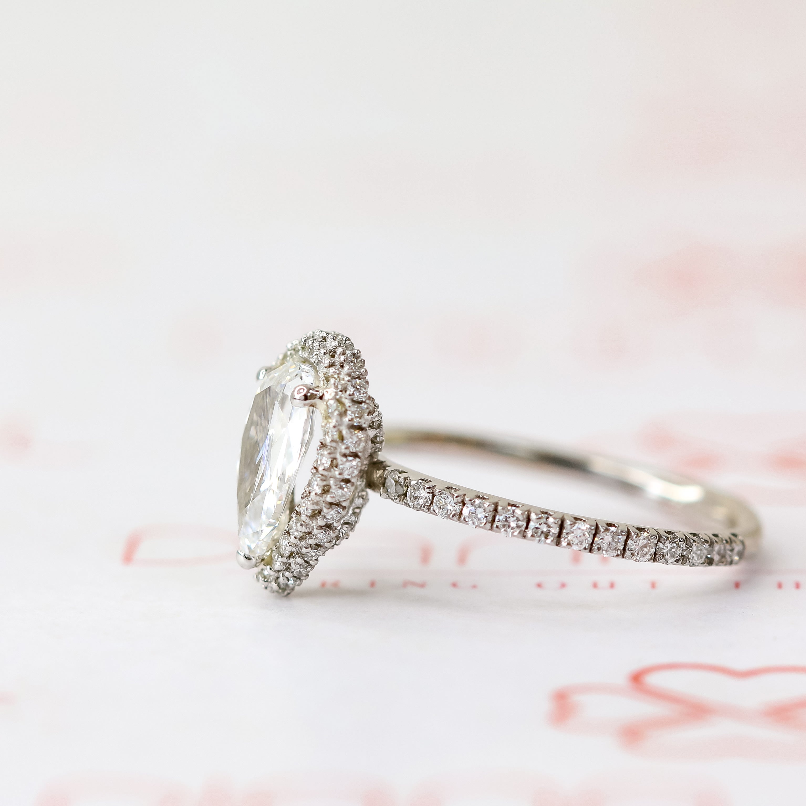 Accent Diamonds Natural Pear  Diamond Engagement Ring