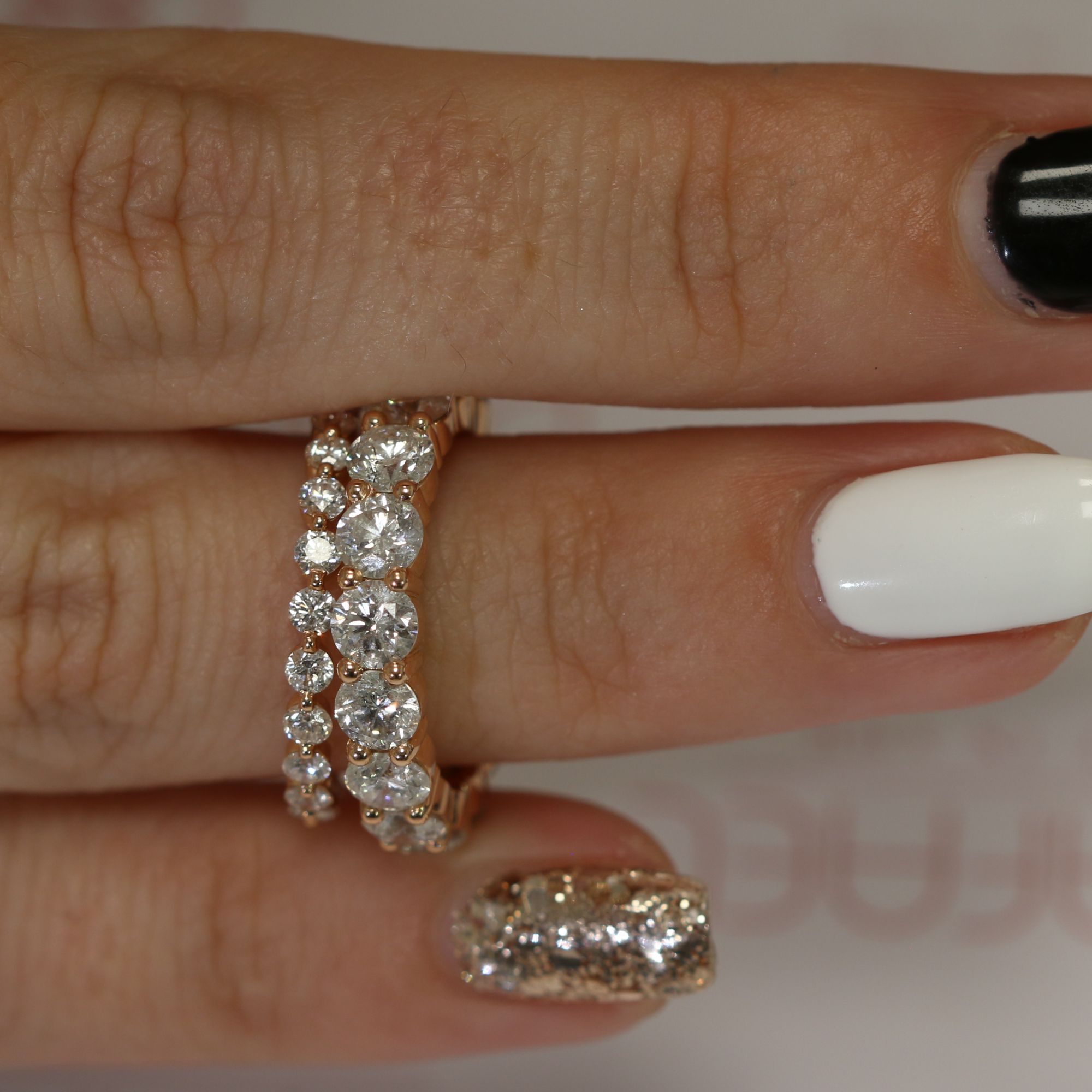 Half Eternity Natural Round cut Diamond Wedding Band Set