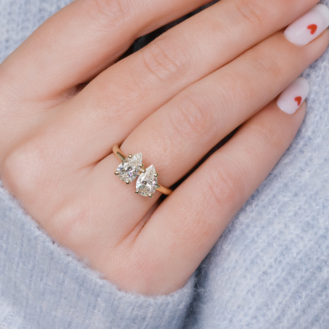 Plain Band Natural Pear  Diamond Engagement Ring