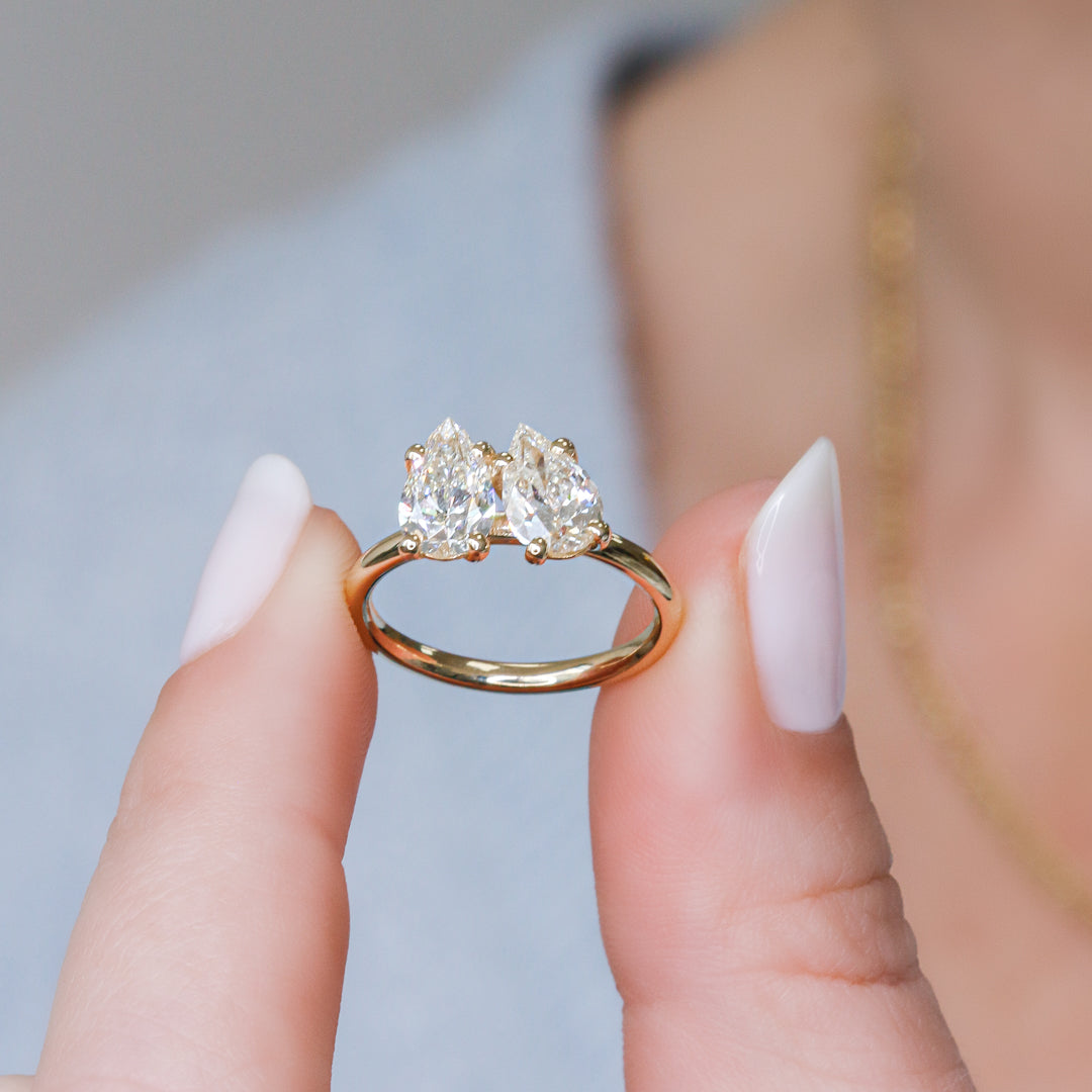 Plain Band Natural Pear  Diamond Engagement Ring