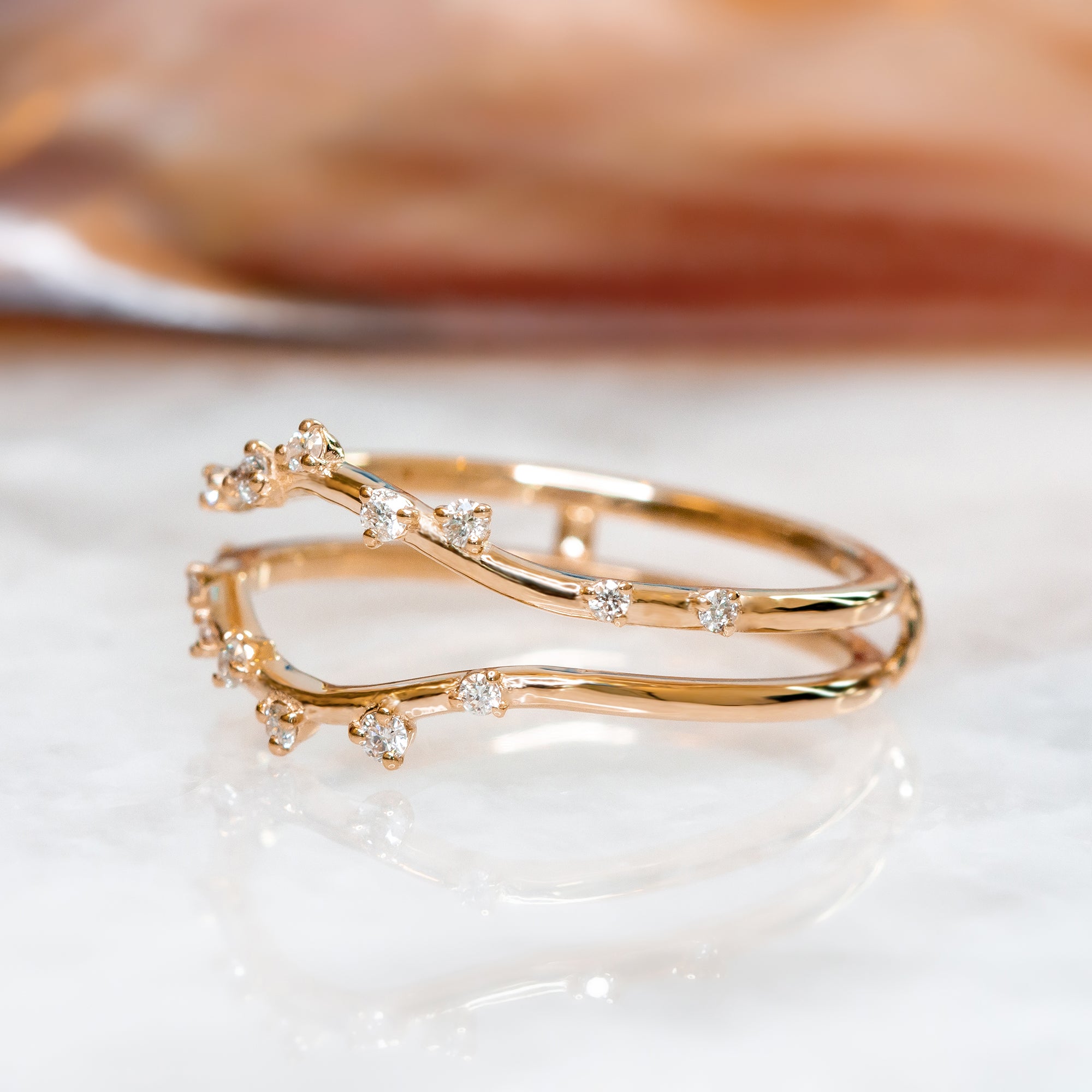 Double Band Natural Round cut Diamond Wedding Band