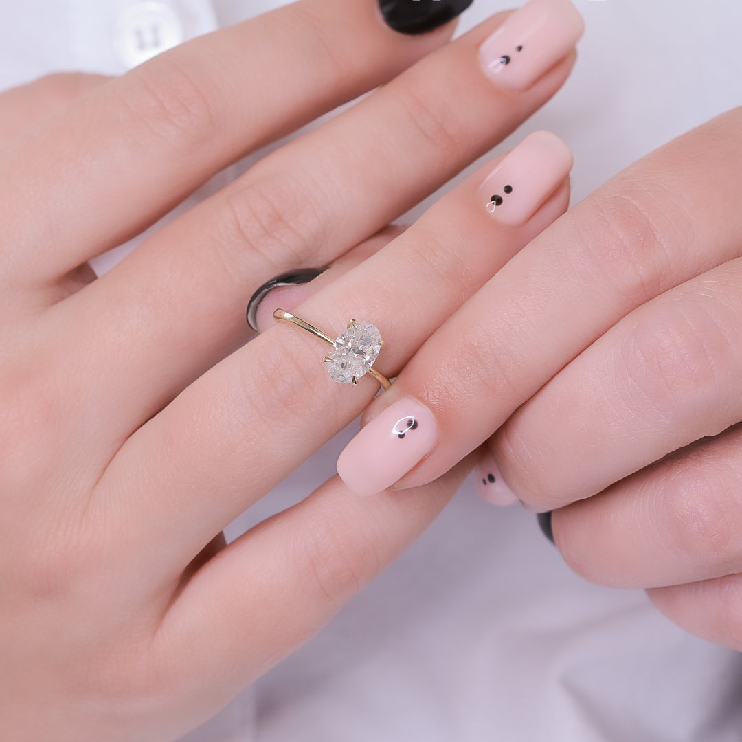Claw Prongs 1.5- Carat Natural Oval  Diamond Engagement Ring