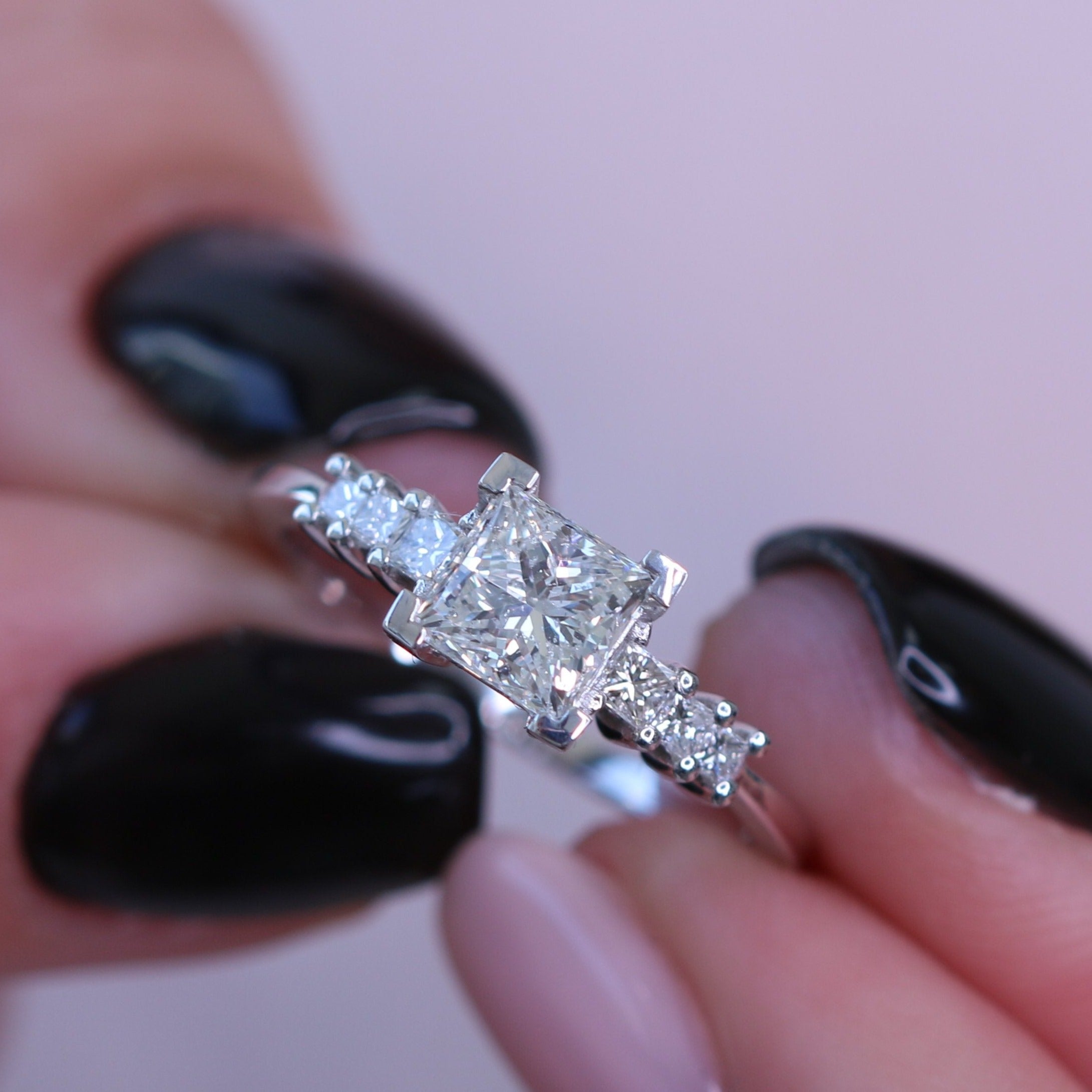 Decorative settings Natural Princess  Diamond Engagement Ring