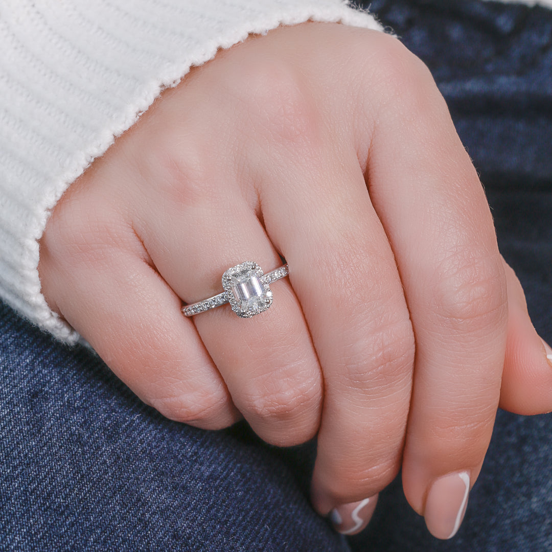 Natural Emerald Cut  Diamond Engagement Ring