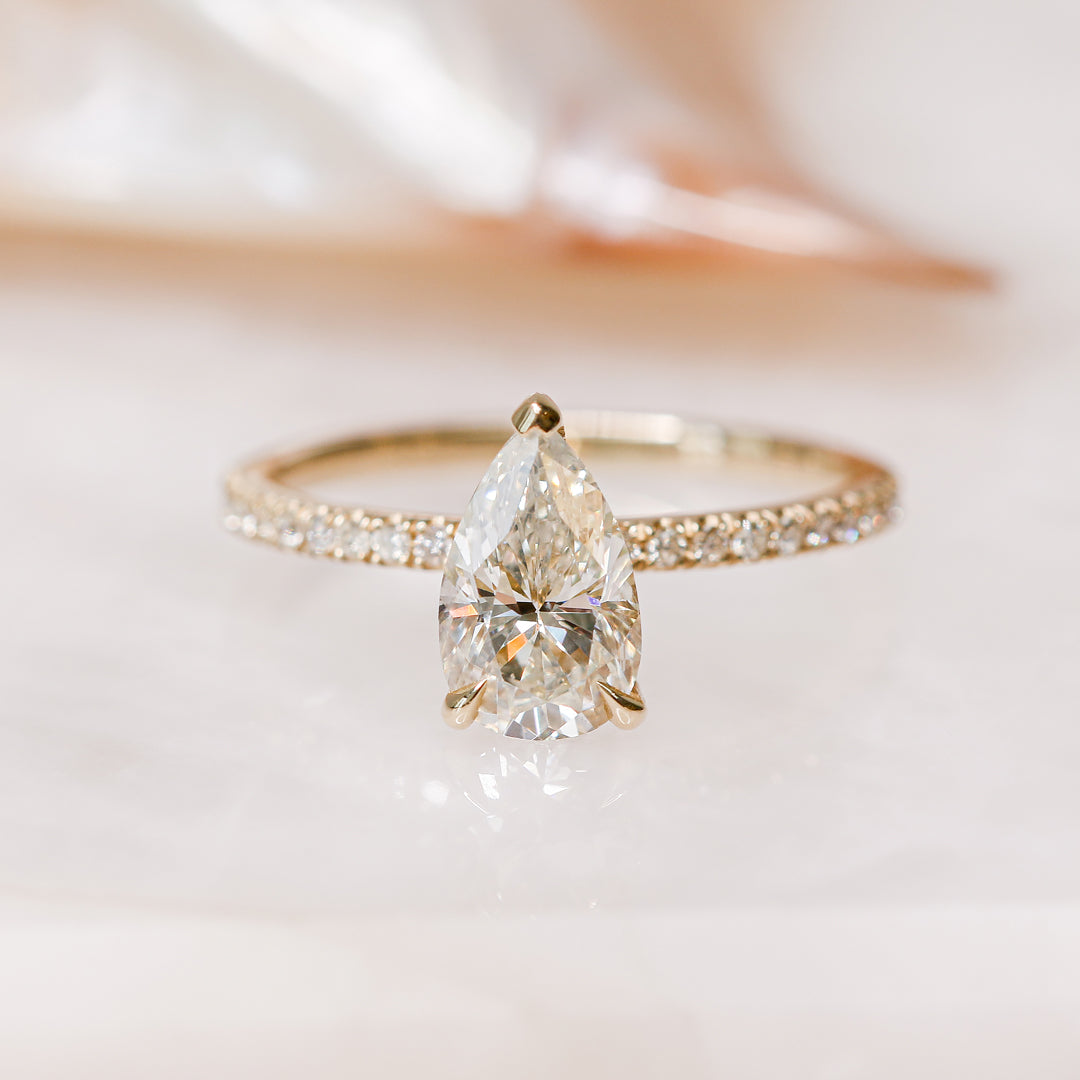 1.5 Carat Natural Pear Cut Diamond Engagement Ring