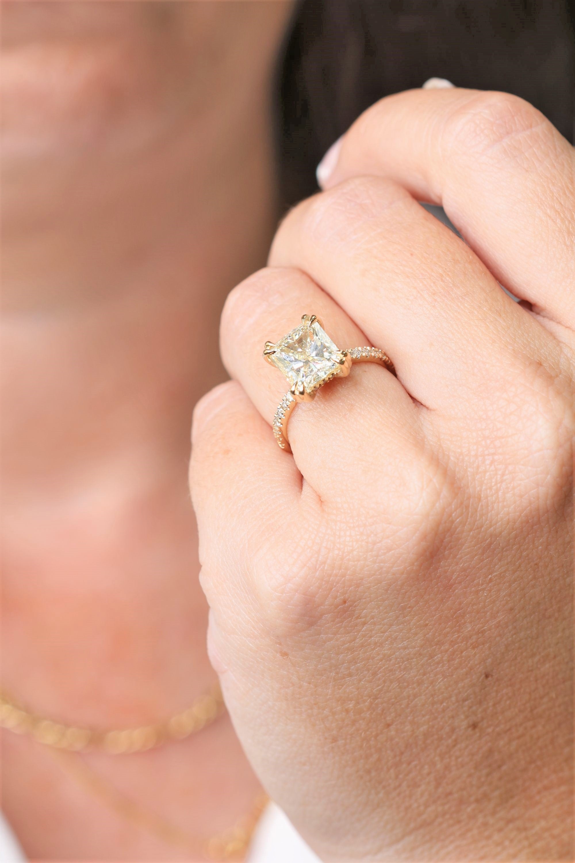 Hidden Halo Natural Radiant Cut Diamond Engagement Ring