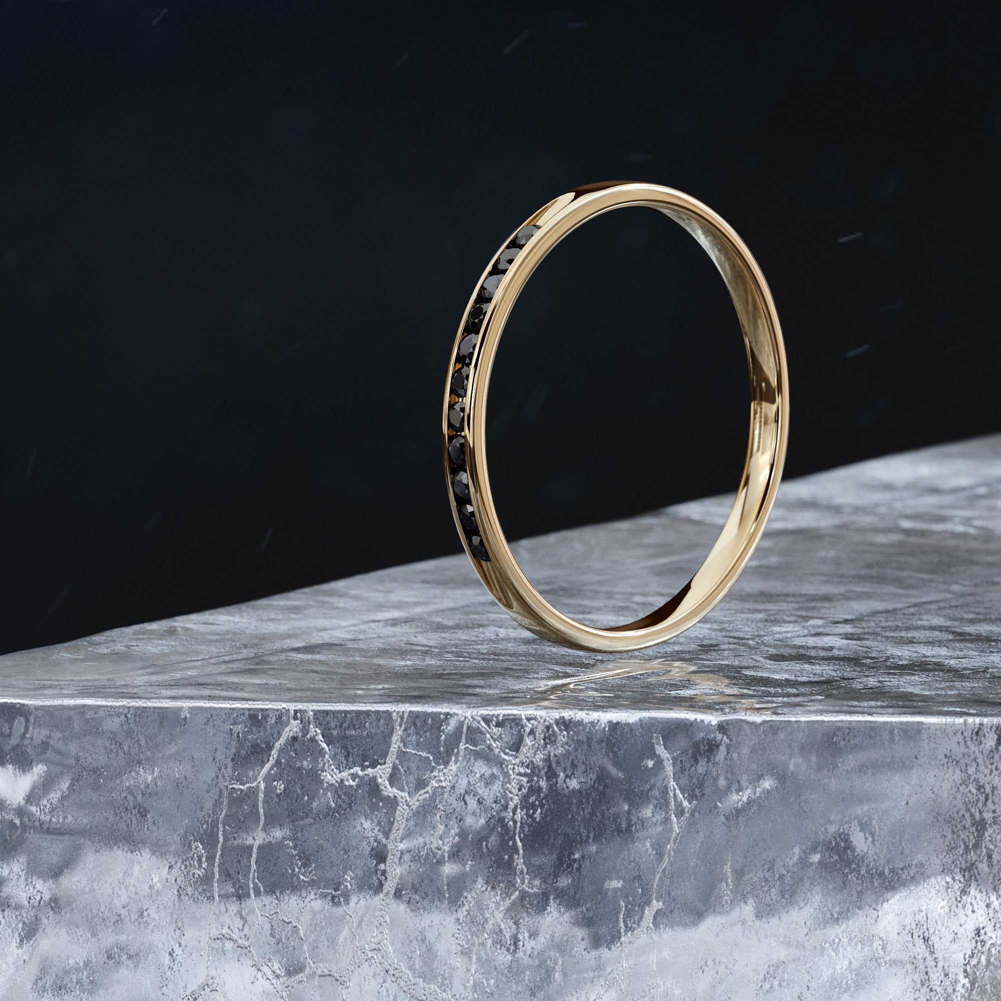 Twilight delicate Natural Black Diamond Ring