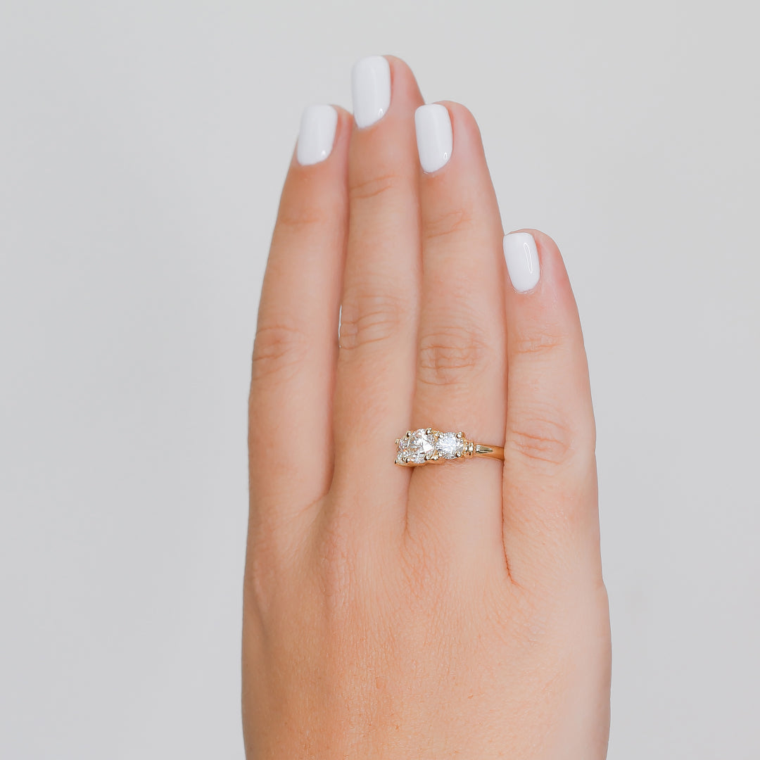 Three-Stone Natural Round  Diamond Engagement Ring