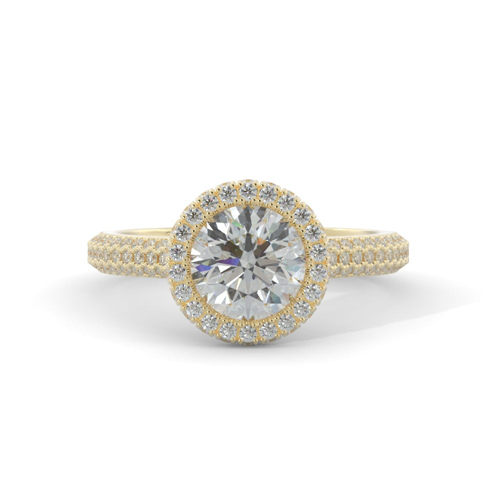 Firelight - 3-row band Natural Round Cut Diamond Engagement Ring