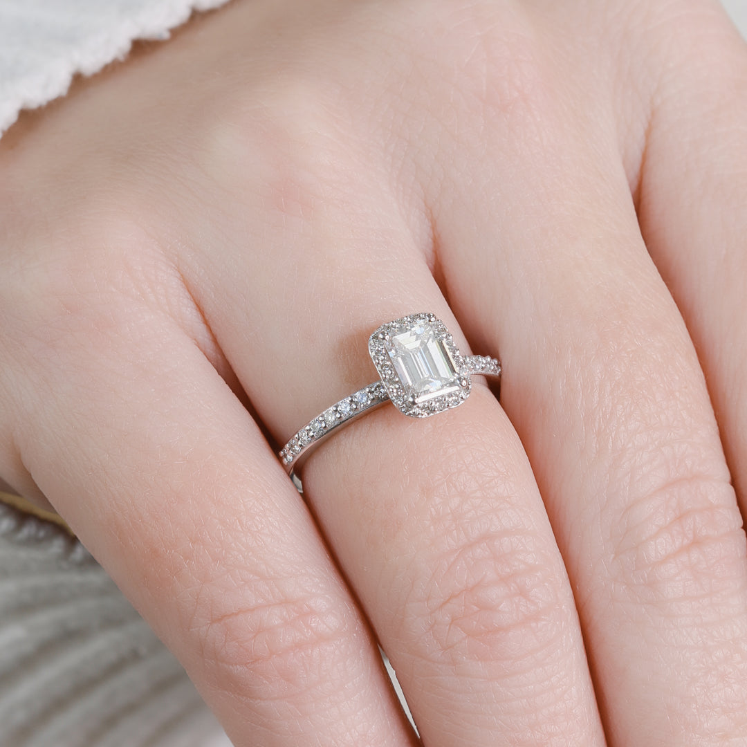 Natural Emerald Cut  Diamond Engagement Ring