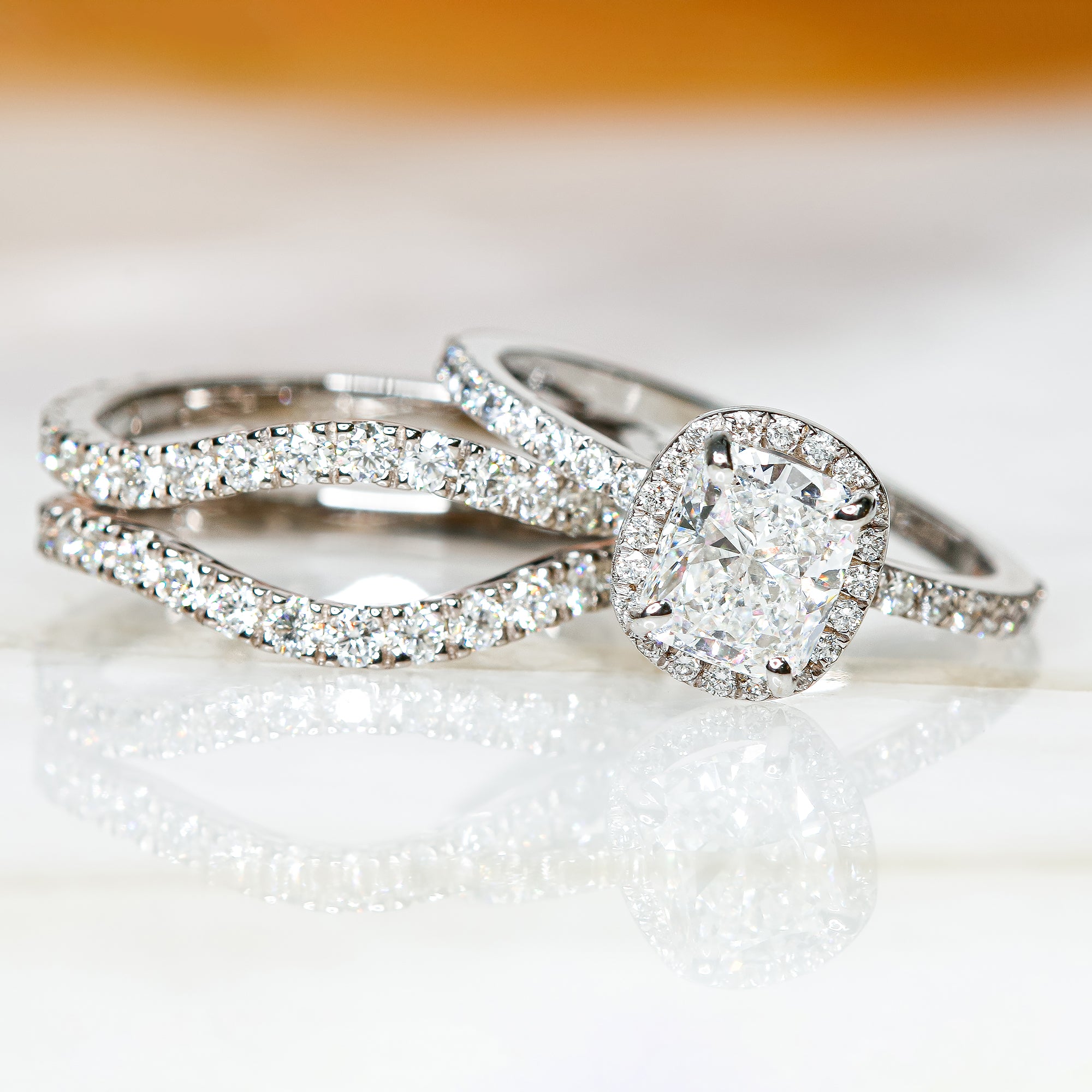 Double Band Natural Round cut Diamond Wedding Band