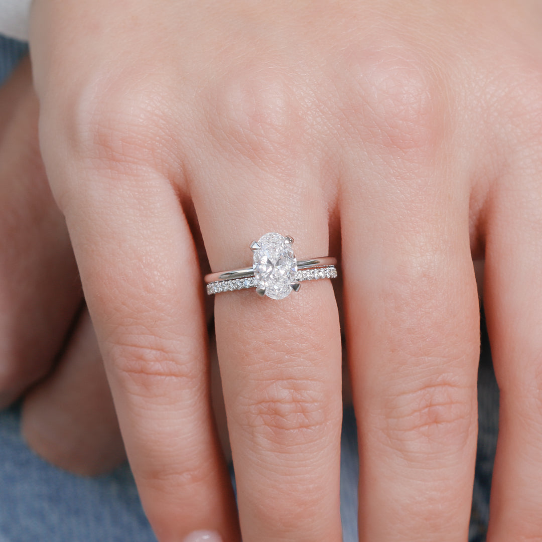 Hidden Halo Natural Oval  Diamond Engagement Ring