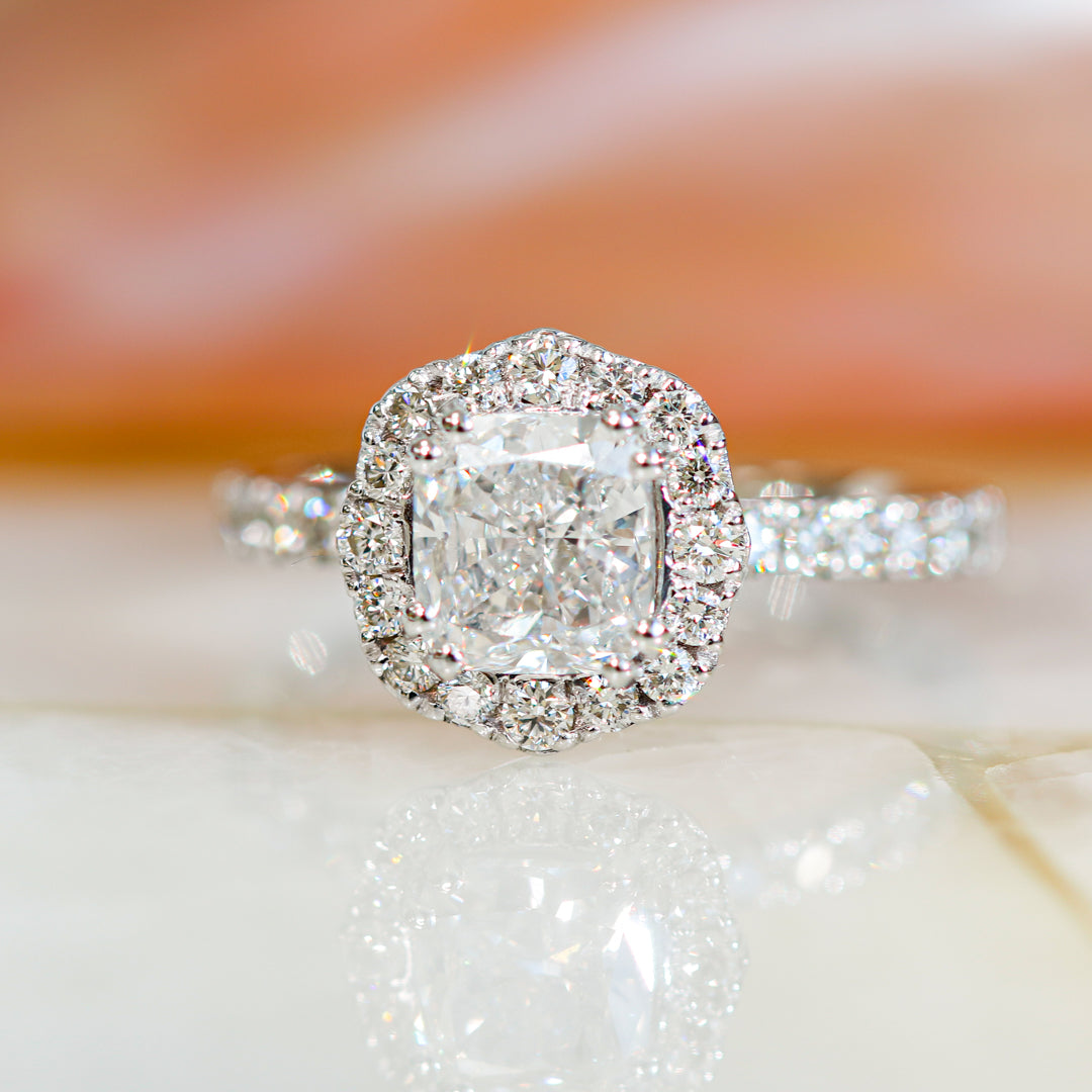 Vintage Natural Cushion Cut Diamond Engagement Ring