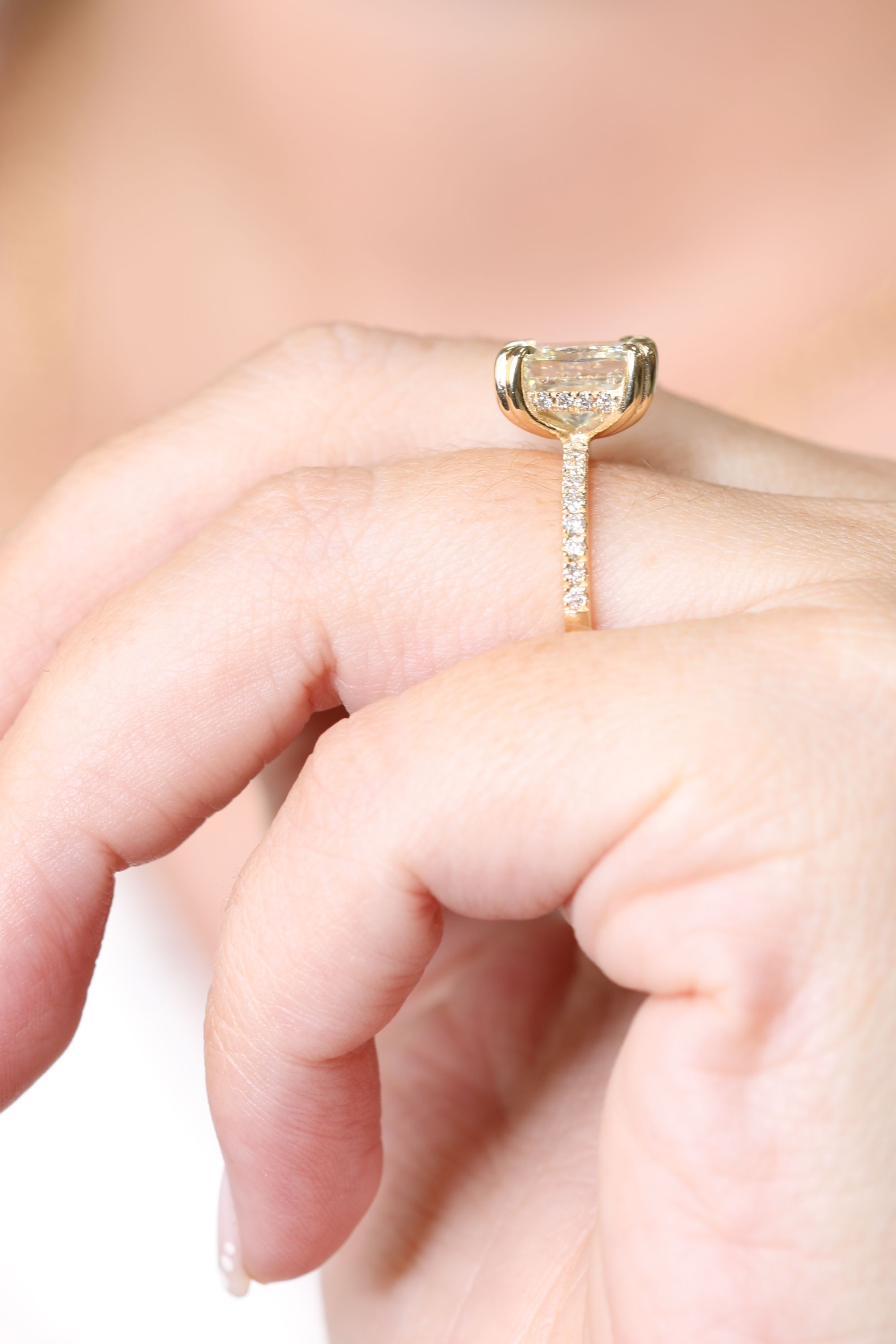 Hidden Halo Natural Radiant Cut Diamond Engagement Ring