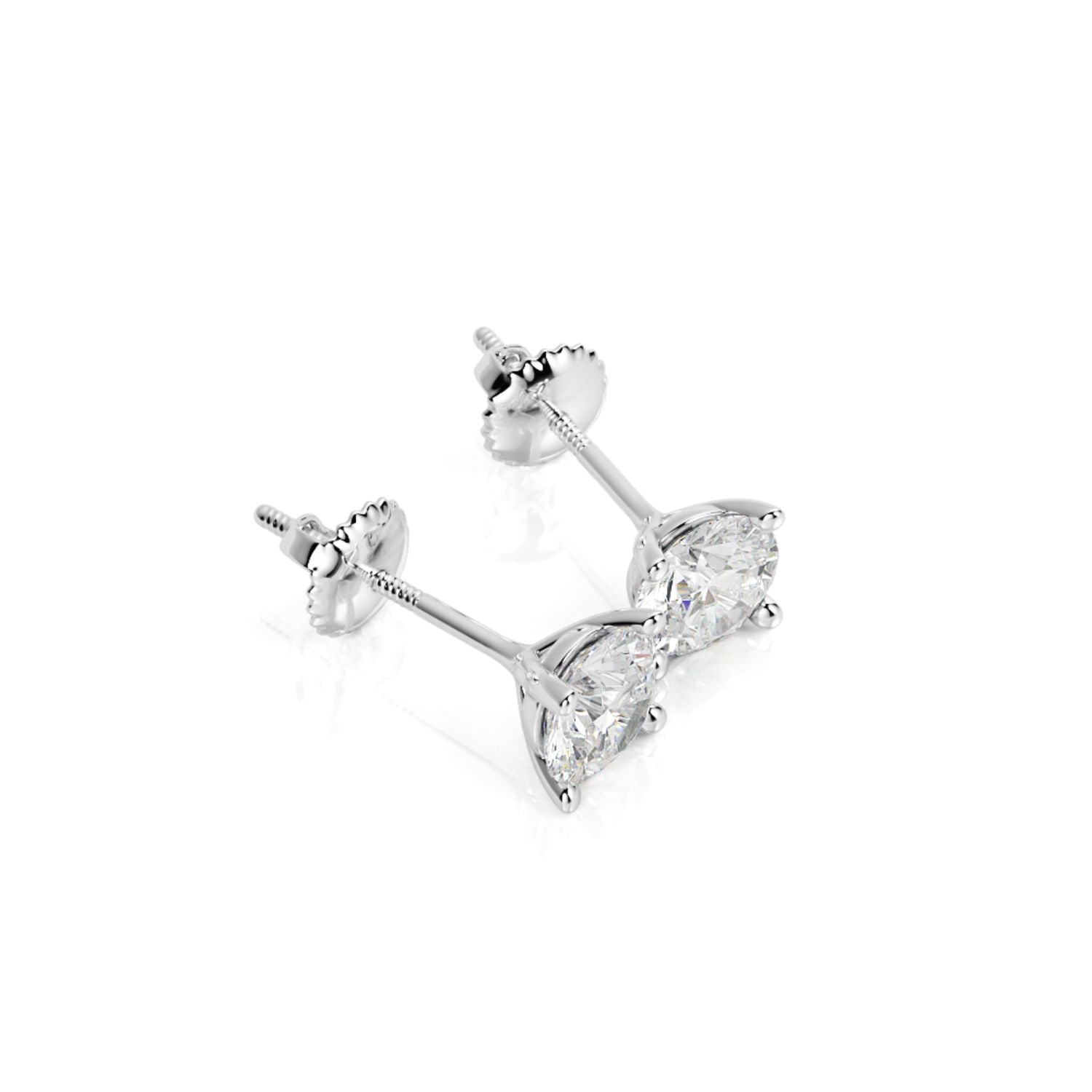 Solitaire Earrings 3 Lab Grown Diamonds in White Gold