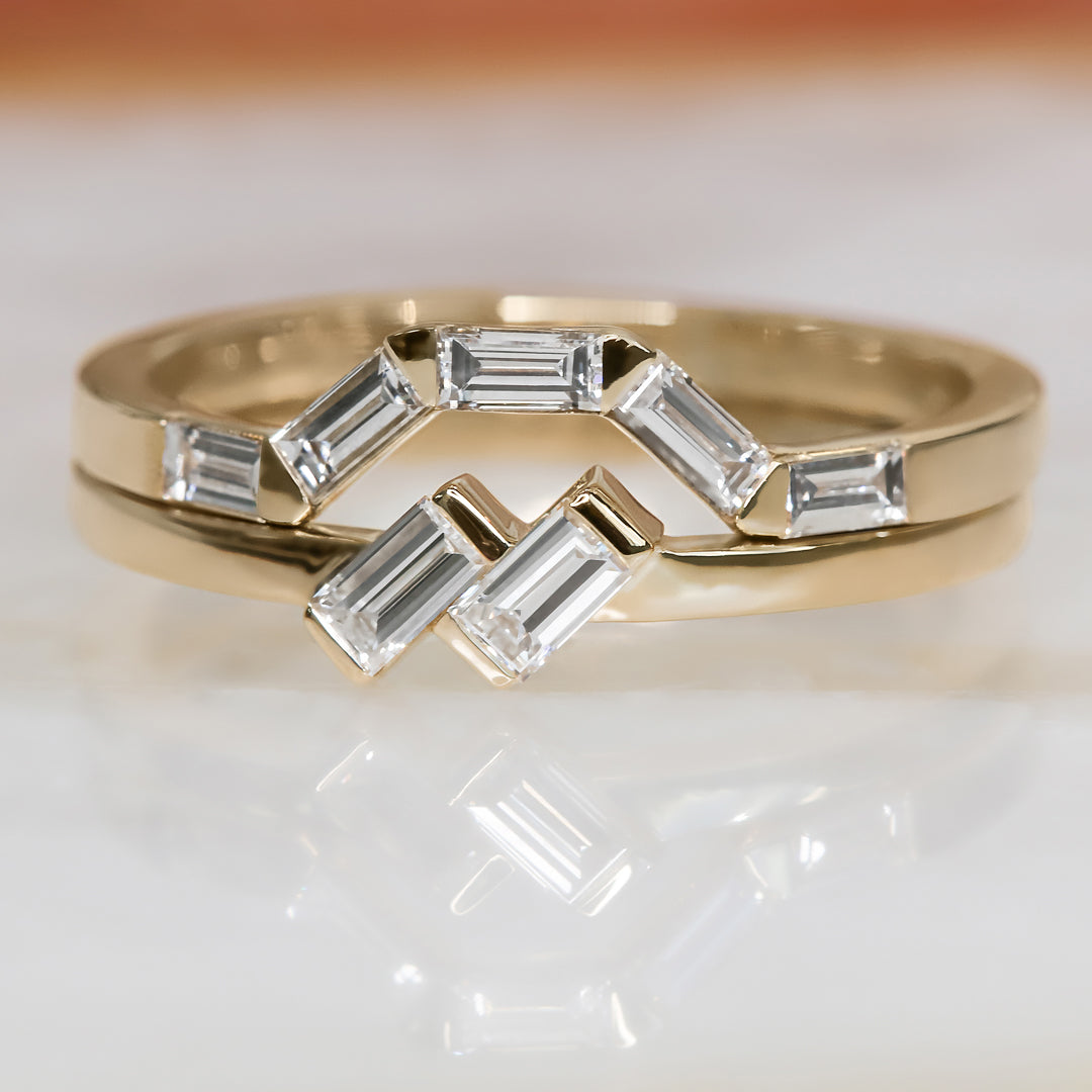 Stackable Natural Baguette Cut cut Diamond Wedding Band