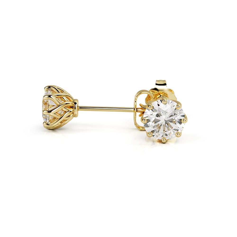 Floral Clasps Earrings Natural Diamonds in Yellow Gold