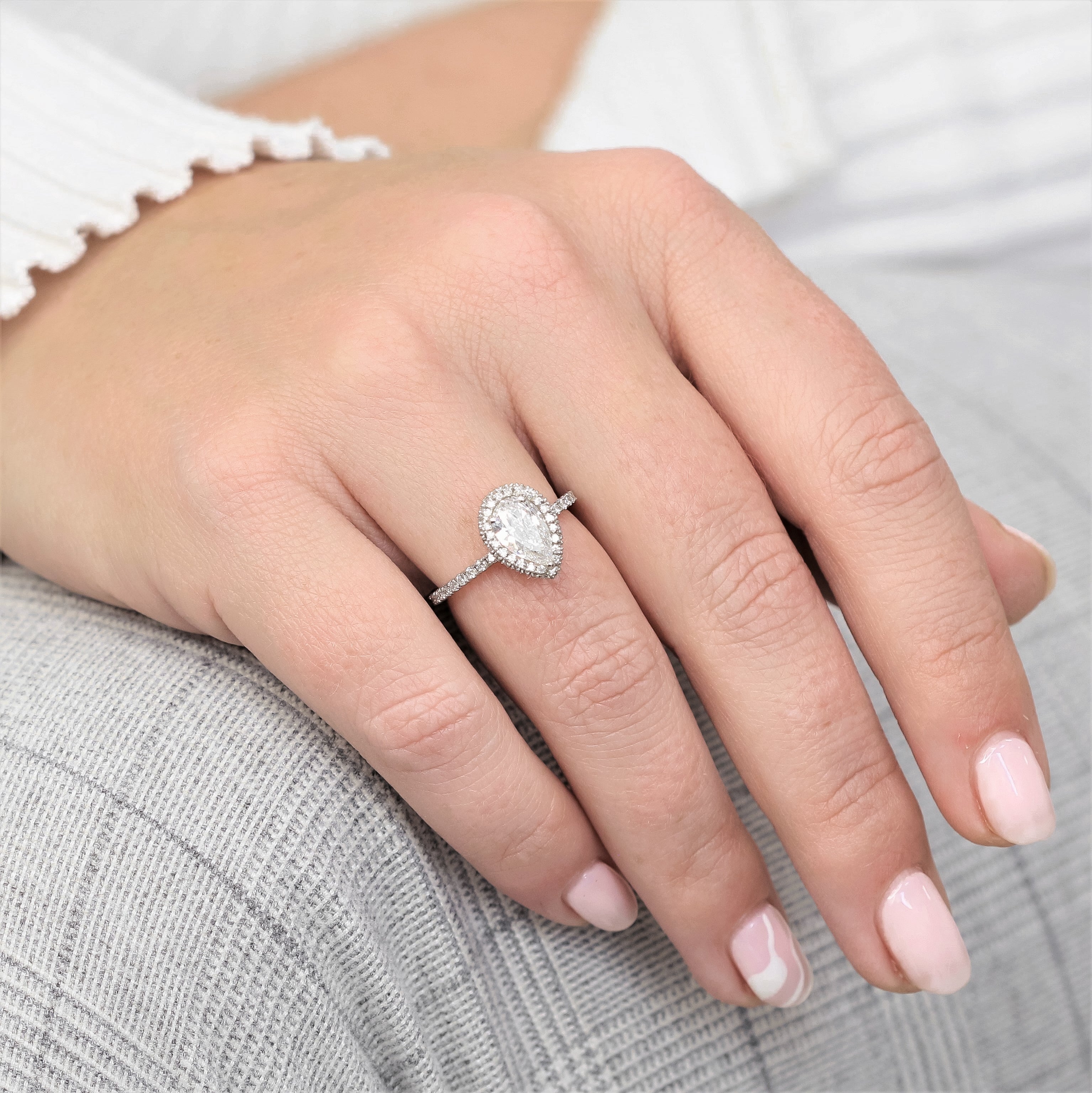 Accent Diamonds Natural Pear  Diamond Engagement Ring