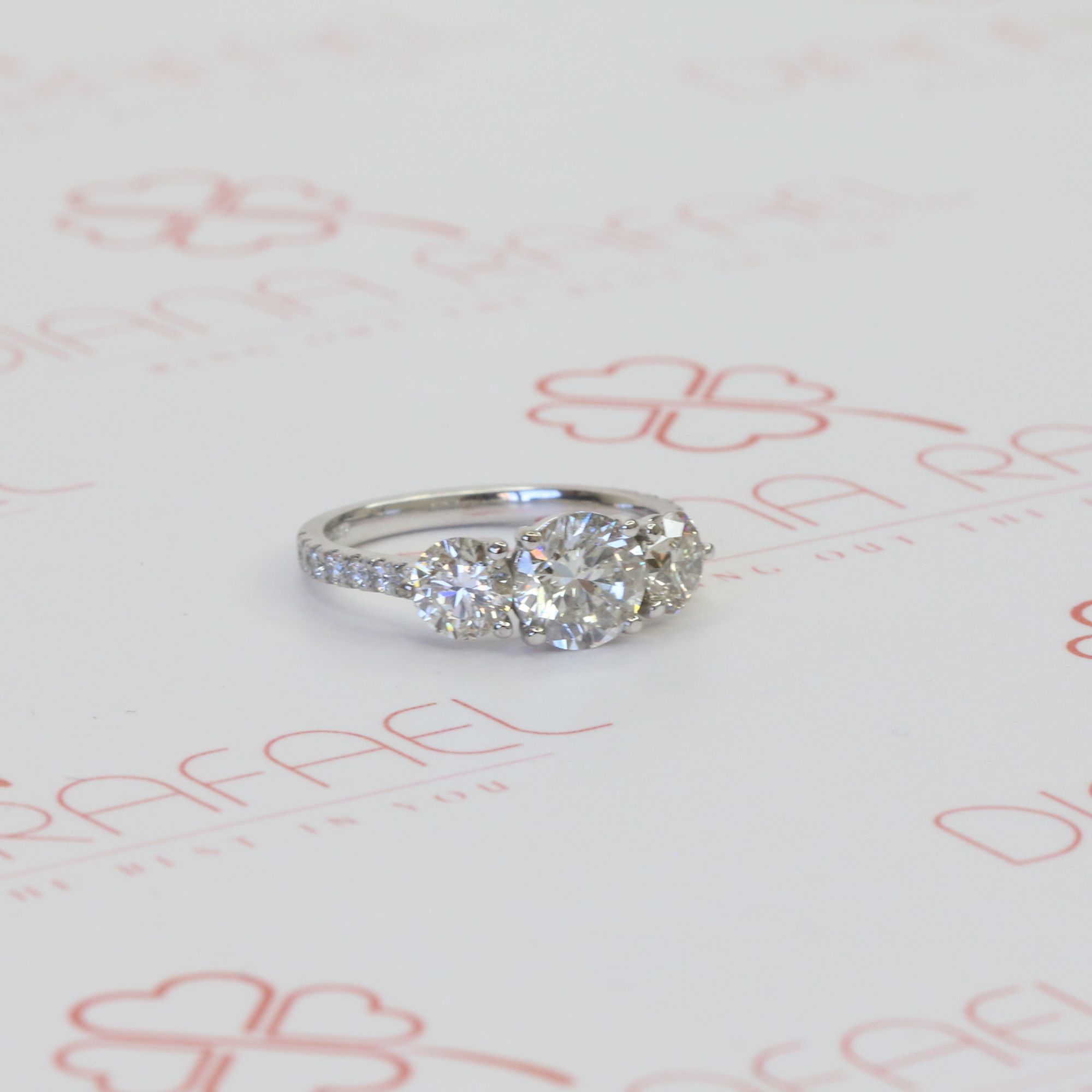 3-Stone Natural Round Cut Diamond Engagement Ring