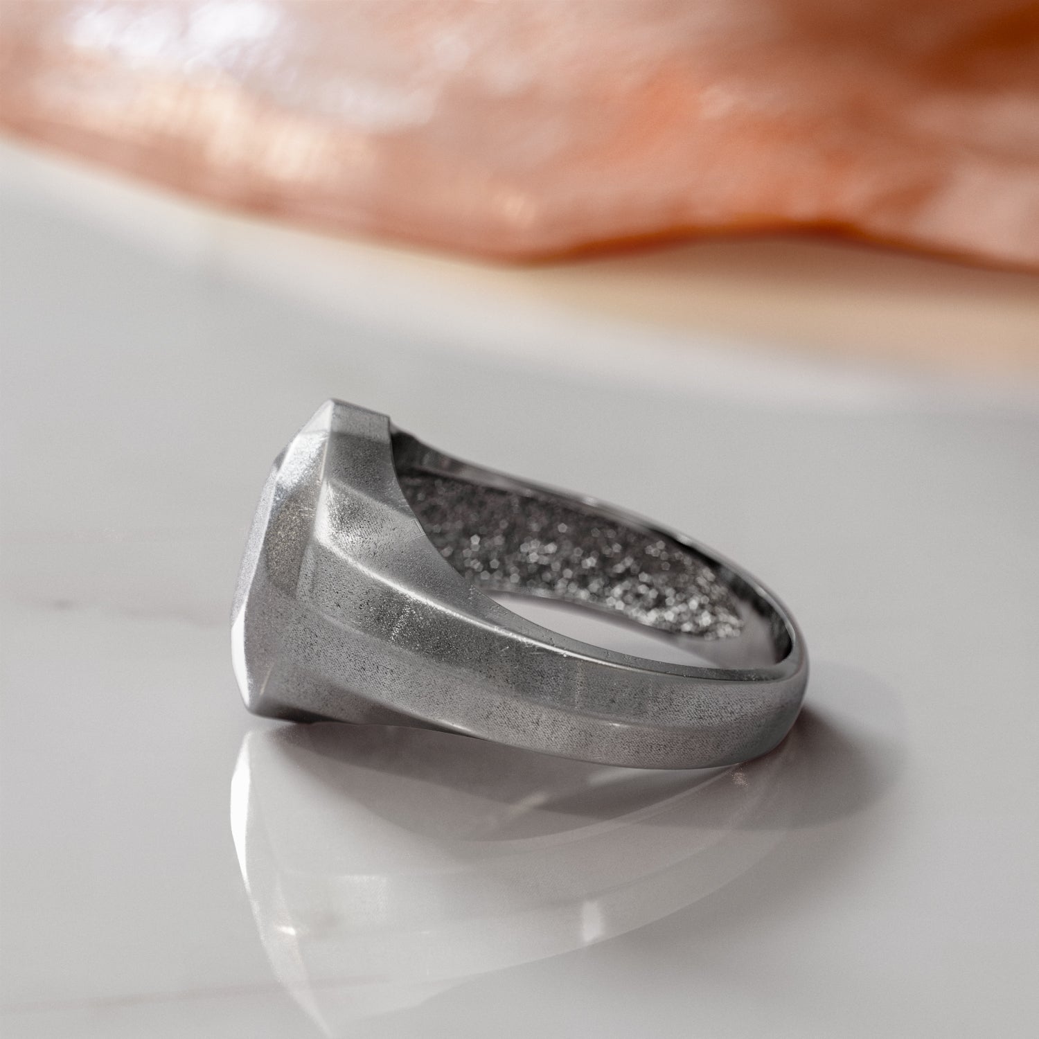 14K Diamond Shaped Signet Ring For Men