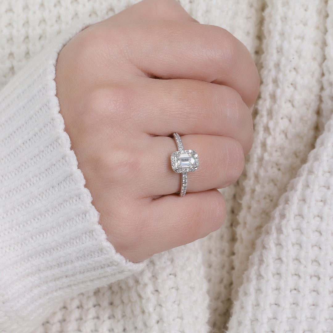 Natural Emerald Cut  Diamond Engagement Ring