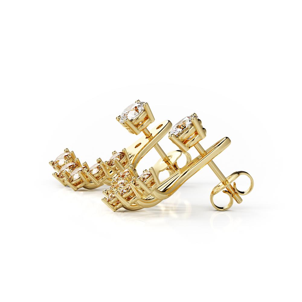 Waver Earrings 3 Natural Diamonds in Yellow Gold