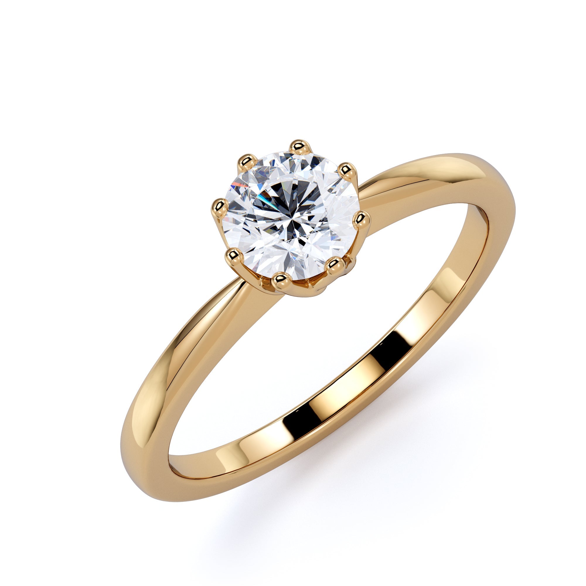 Solitaire Flower Natural Round  Diamond Engagement Ring