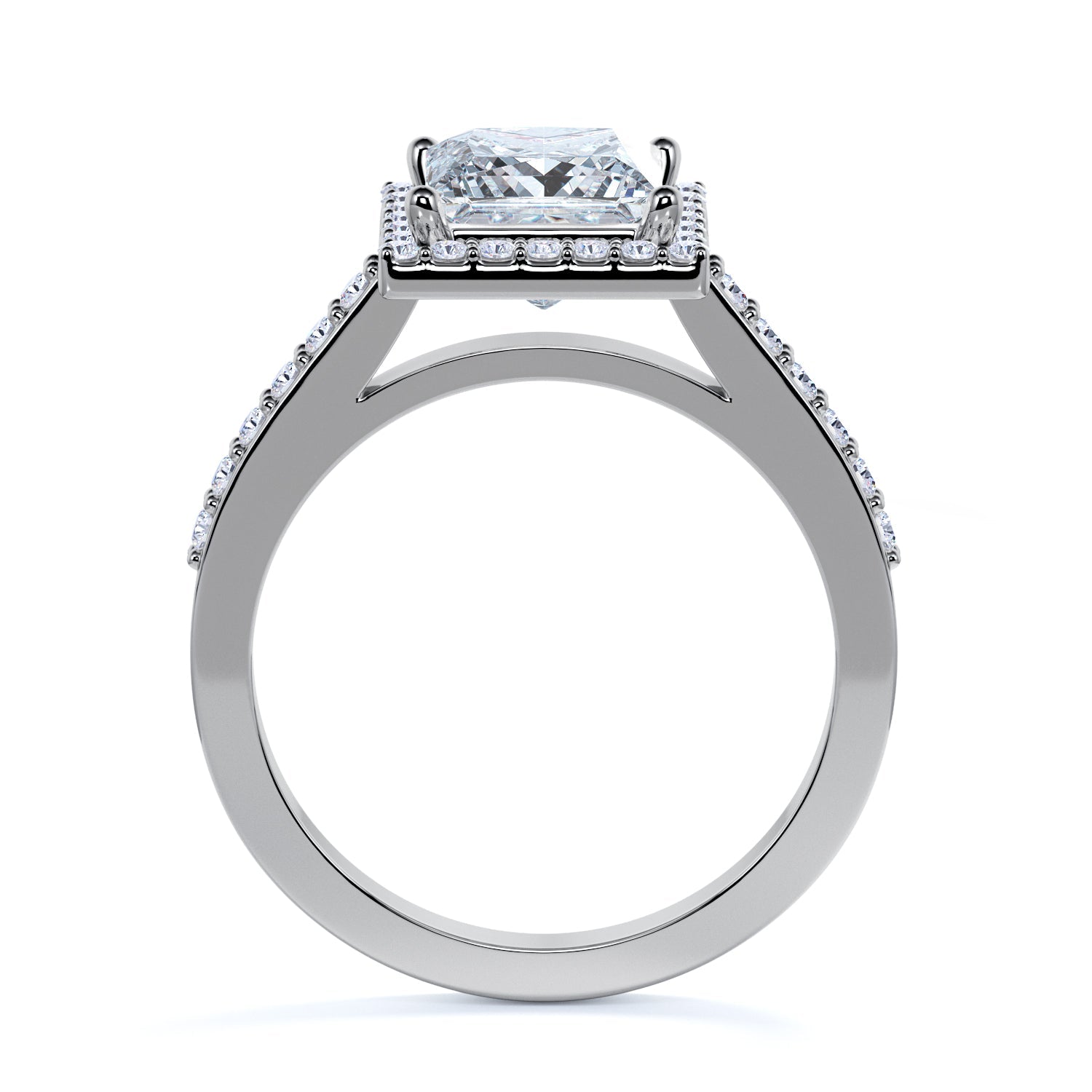 Amber Light - Accent Diamonds Natural Princess  Diamond Engagement Ring