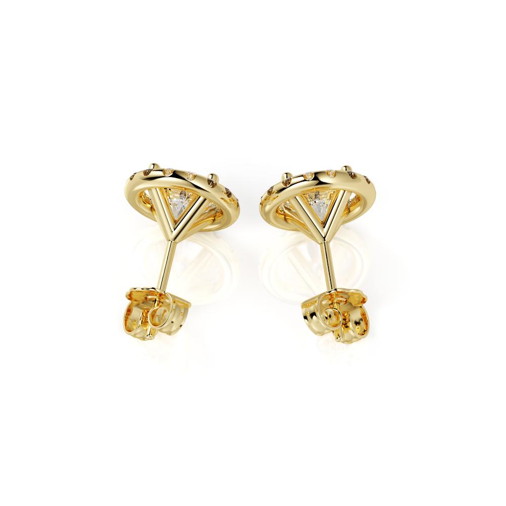 Halo Earrings Natural Diamonds in Yellow Gold
