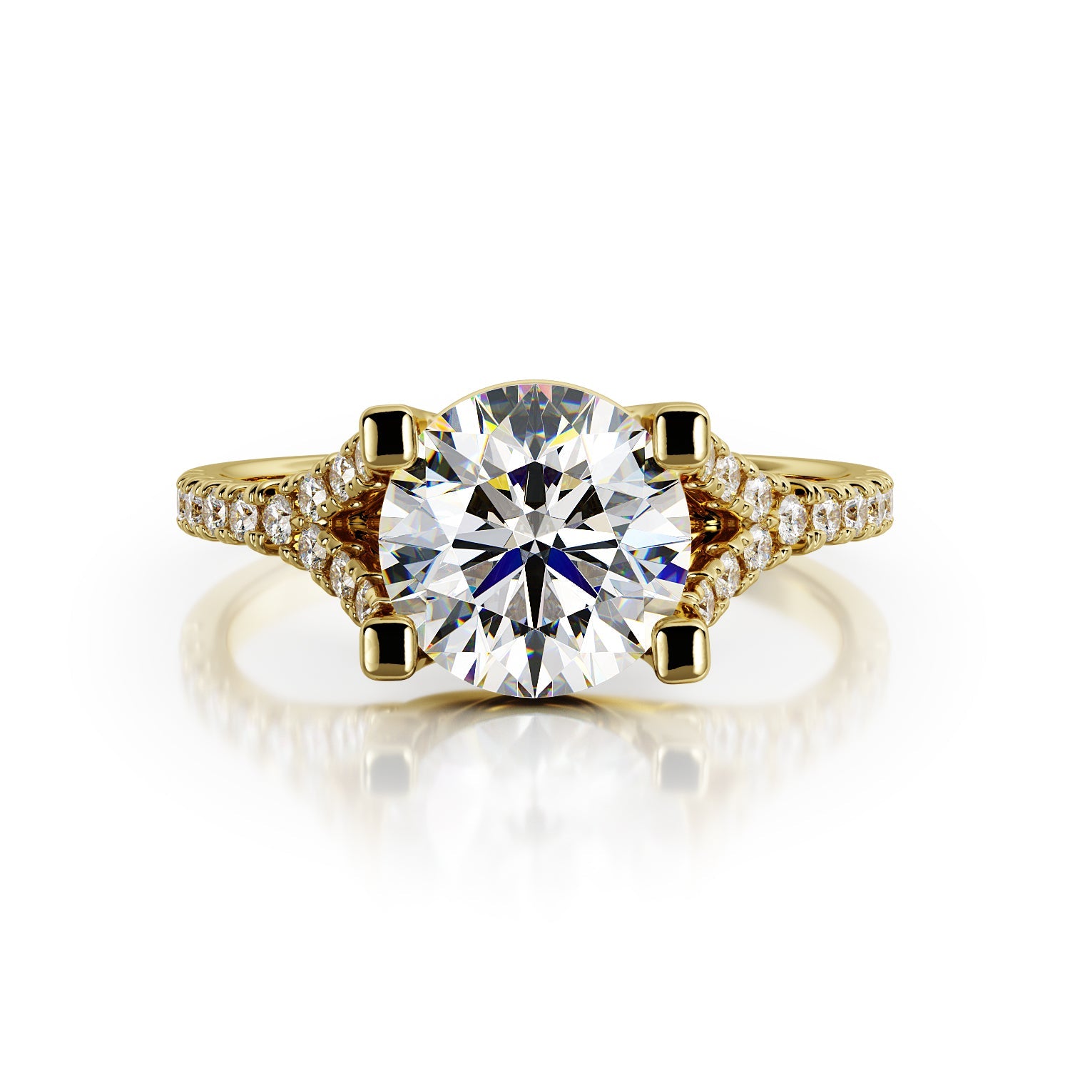 Split Solitaire Natural Round  Diamond Engagement Ring