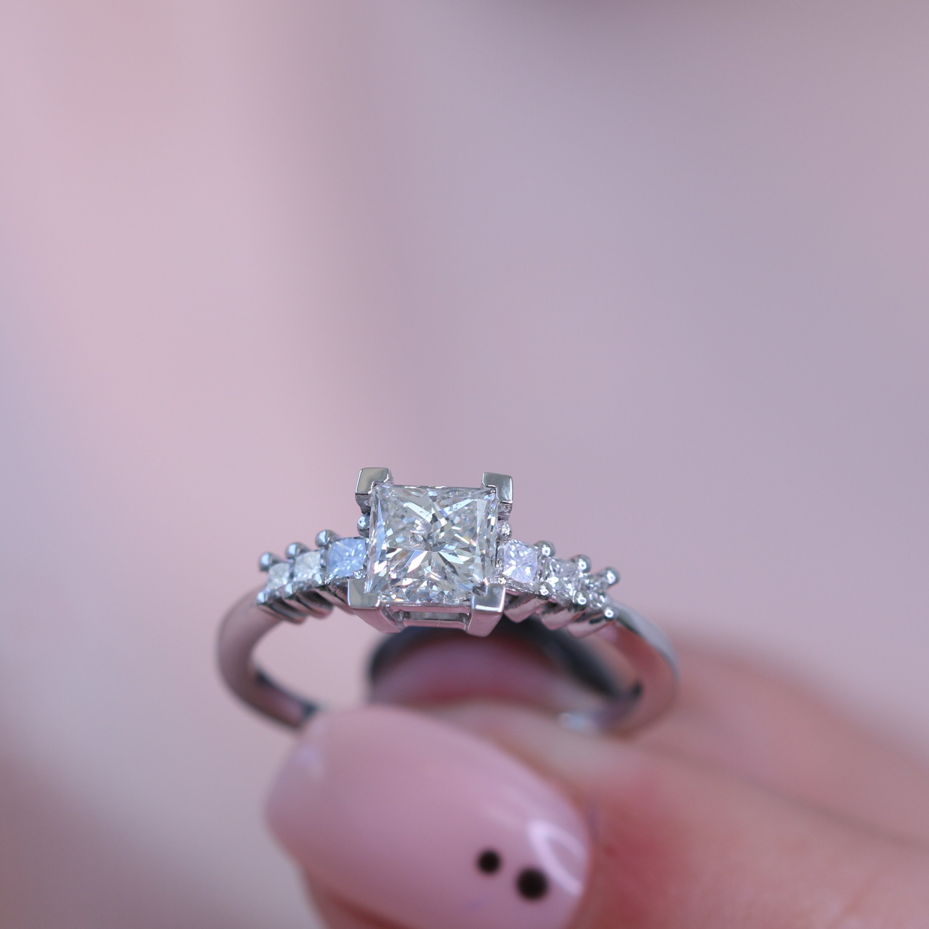 Decorative settings Natural Princess  Diamond Engagement Ring