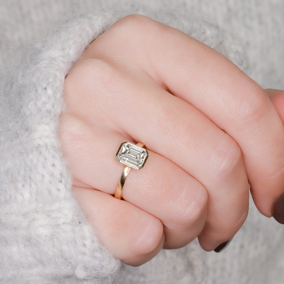 Natural Emerald Cut  Diamond Engagement Ring