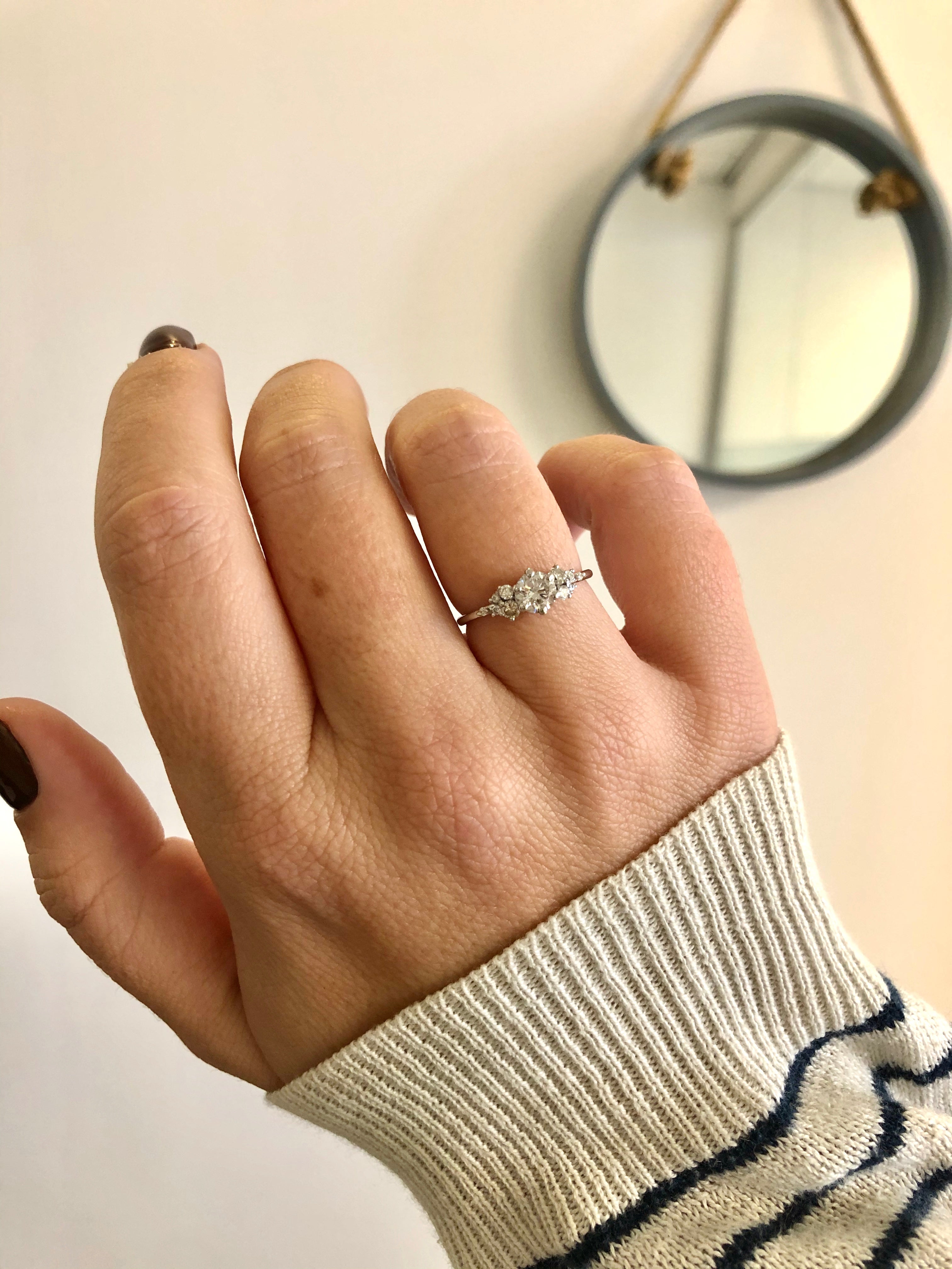 Cluster Natural Round  Diamond Engagement Ring