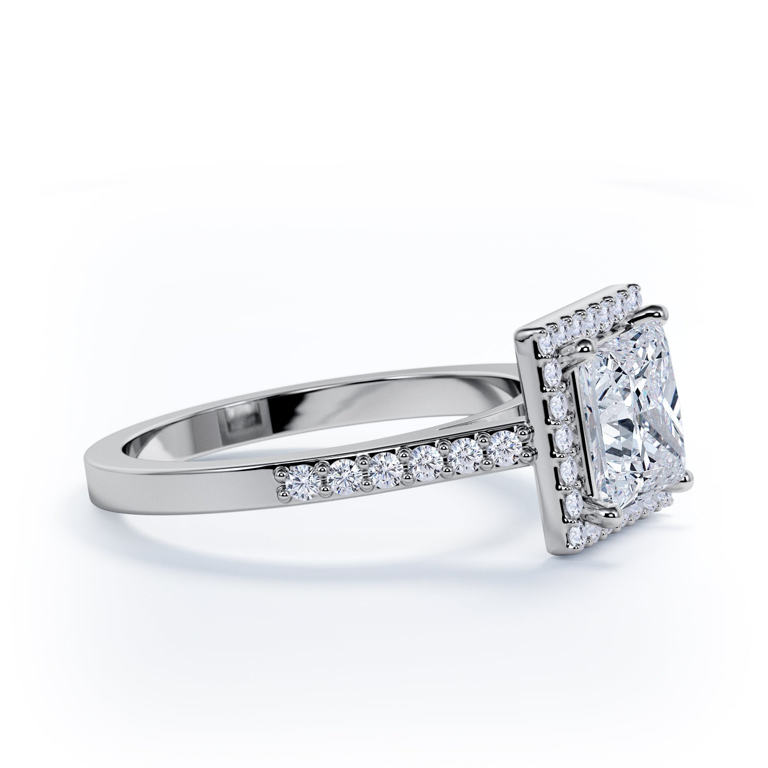 Amber Light - Accent Diamonds Natural Princess  Diamond Engagement Ring