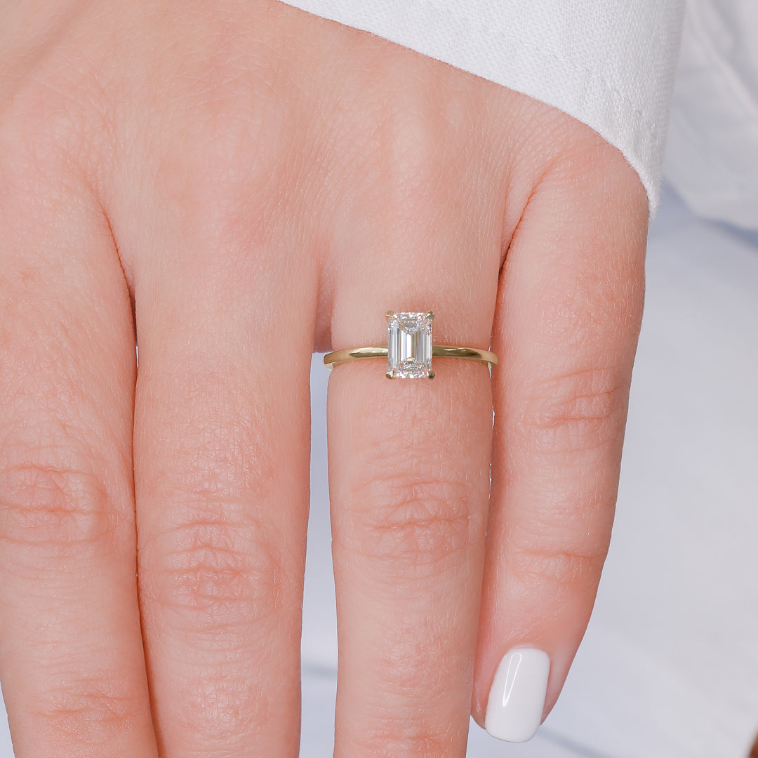 Hidden Halo Natural Emerald Diamond Engagement Ring