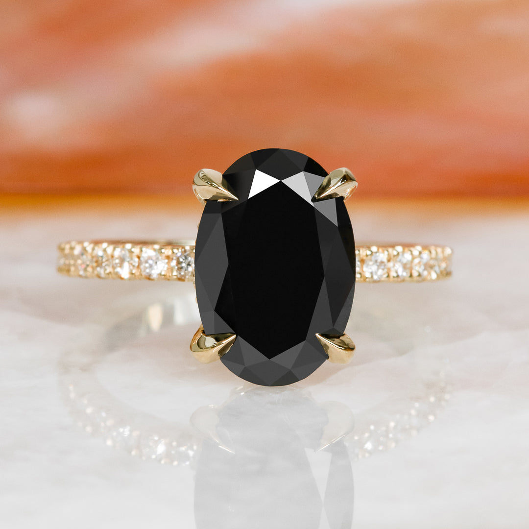 Black & White Natural Diamond Oval Cut Engagement Ring