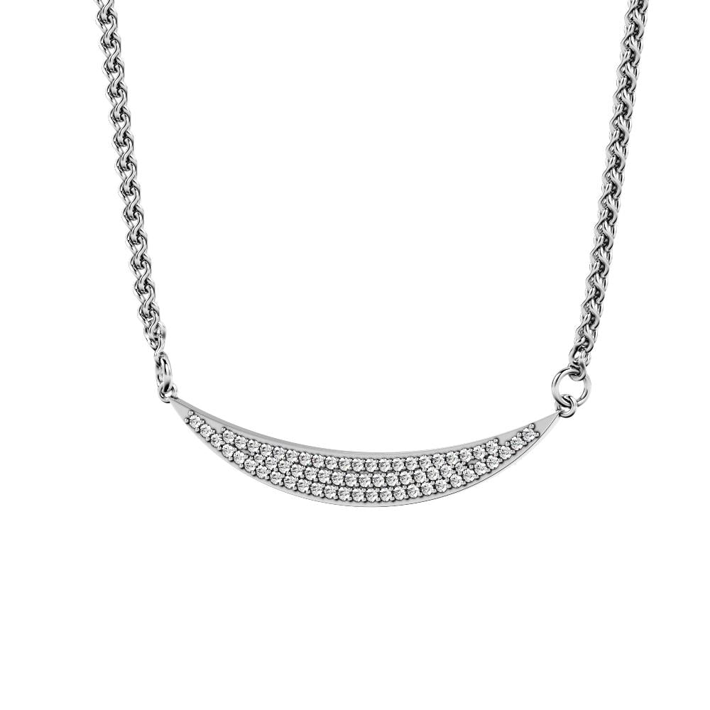Natural Diamond Pav'e Pendant with a White Necklace