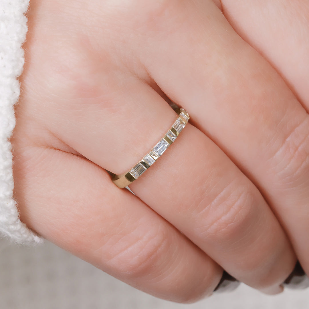 Geometric Natural Baguette Cut cut Diamond Wedding Band