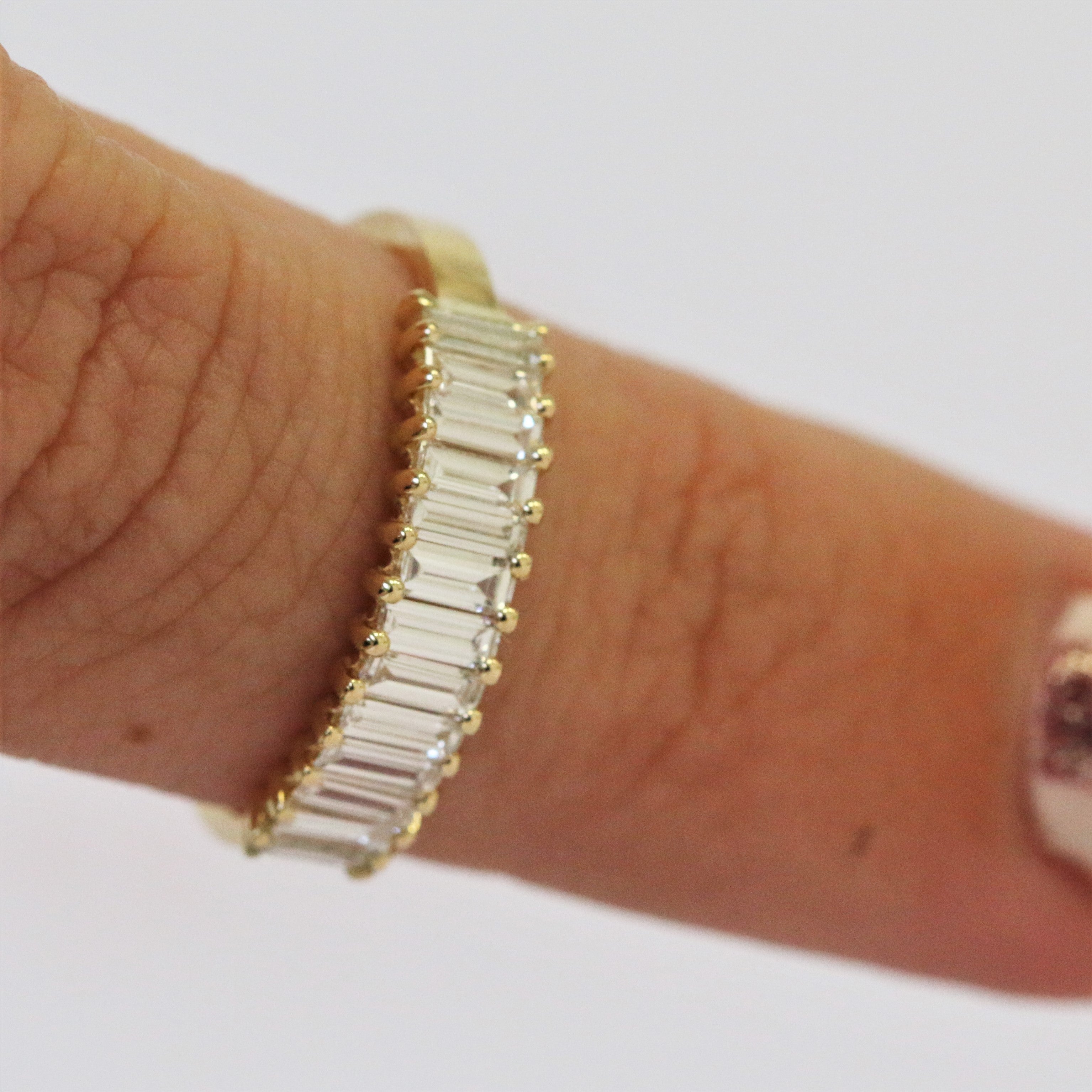 Invisible Natural Baguettes cut Diamond Wedding Band