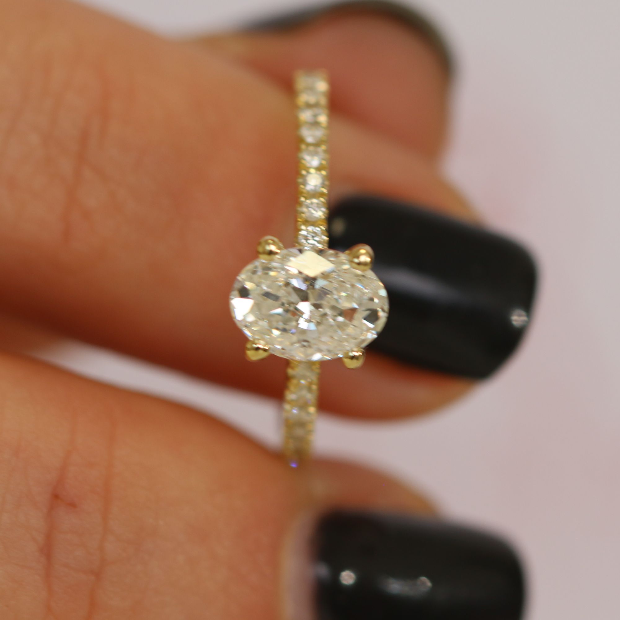 Hidden Halo Natural Oval  Diamond Engagement Ring