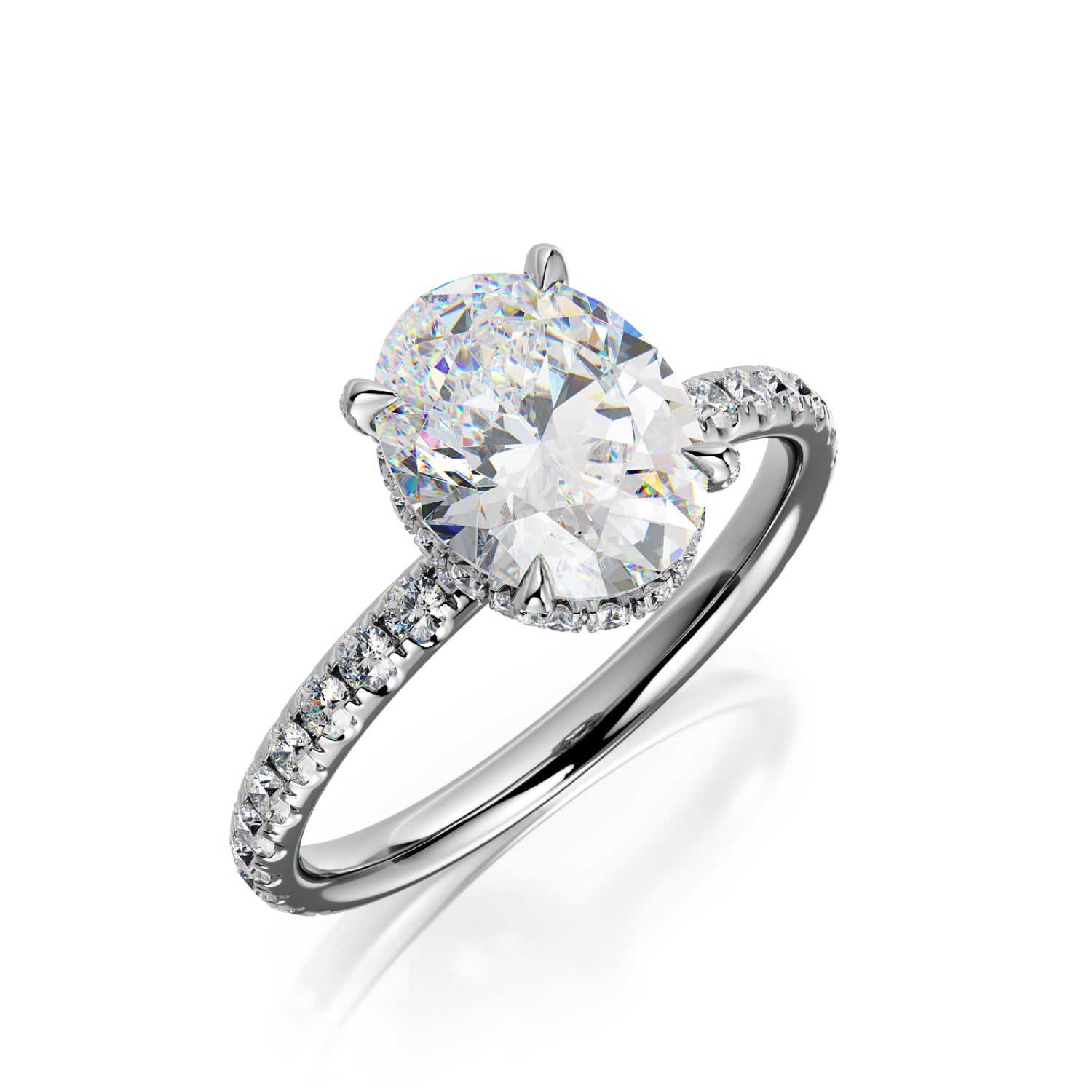 Gleam - Hidden Halo Natural Oval Cut Diamond Engagement Ring