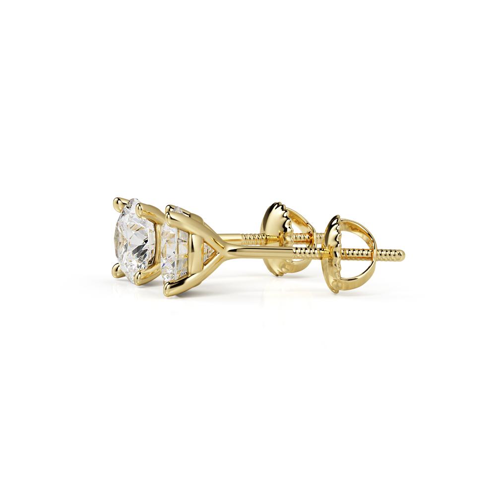 Classic Martini Stud Solitaire Earrings Natural Diamonds in 14K Gold