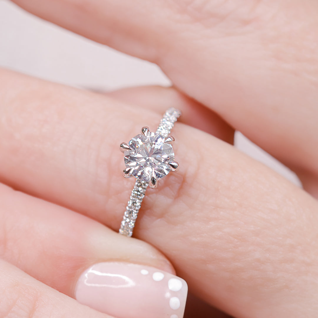 Natural Round  Diamond Engagement Ring