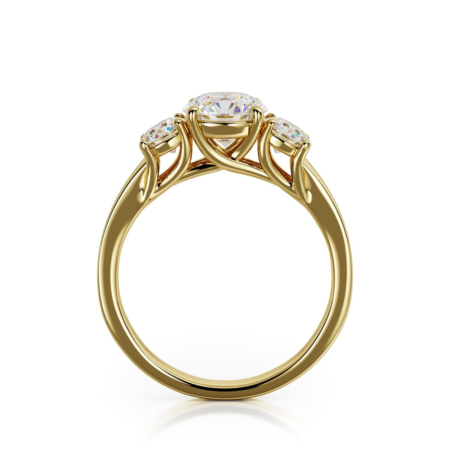 Plain Band Natural Round Diamond Engagement Ring