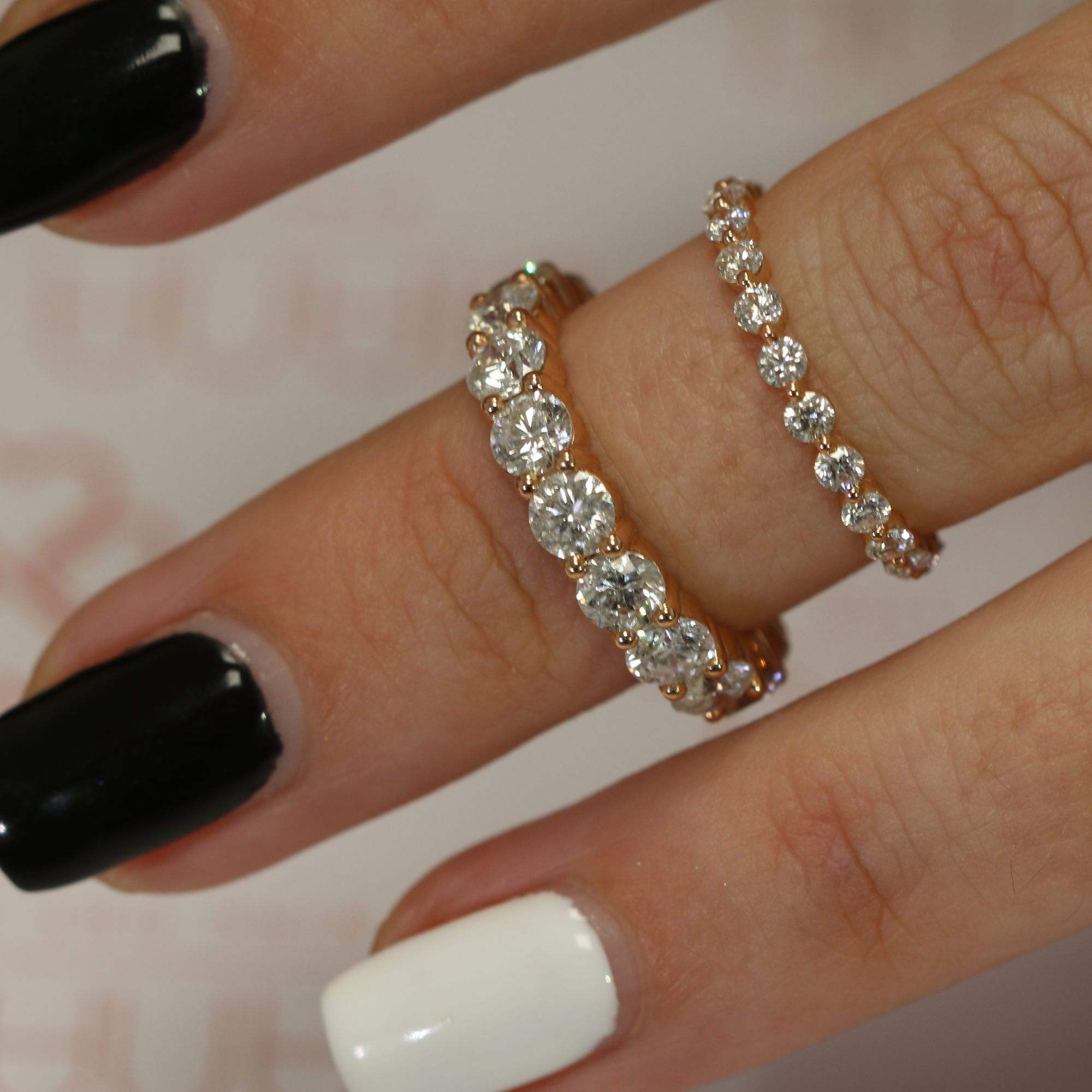 Half Eternity Natural Round cut Diamond Wedding Band Set