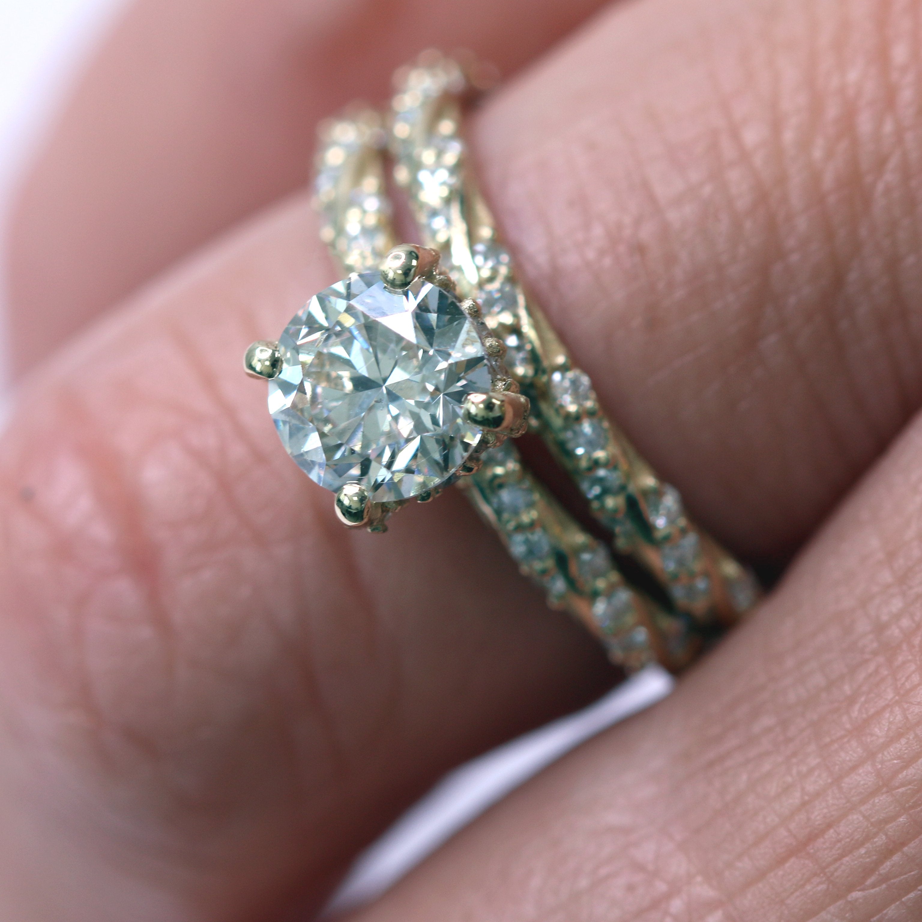 Wwisted Shank Natural  cut Diamond Wedding Band