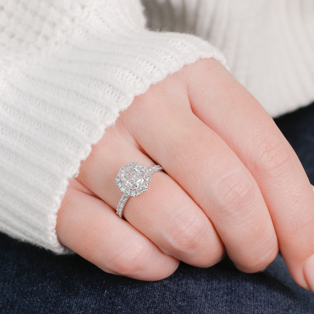 Vintage Natural Cushion Cut Diamond Engagement Ring