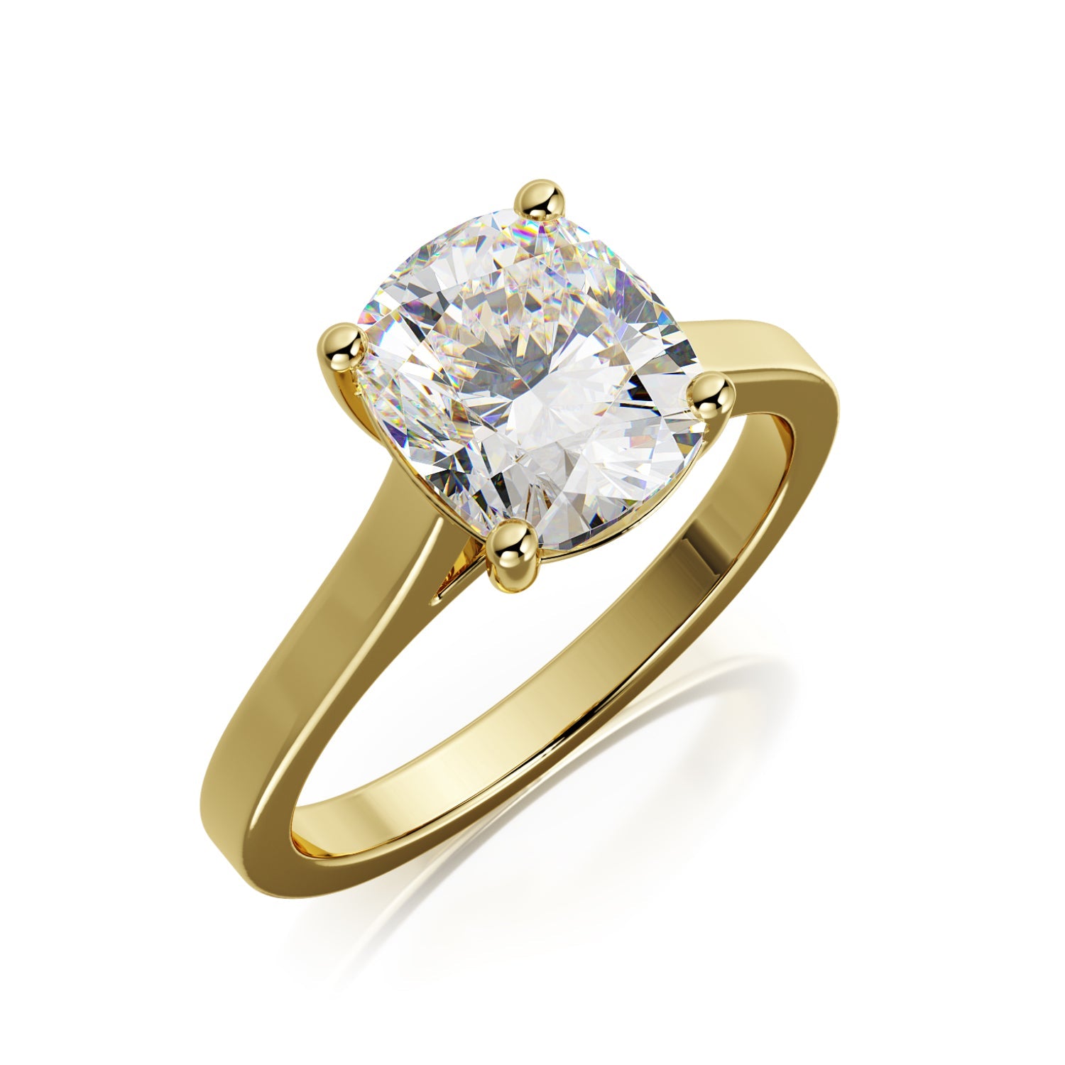 Natural Cushion Cut Diamond Solitaire Engagement Ring